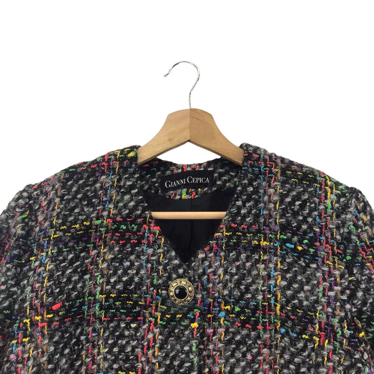 Vintage Vintage GIANNI CEPICA Wool Tweed Check Coat Size S / US 4 / IT 40 - 2 Thumbnail