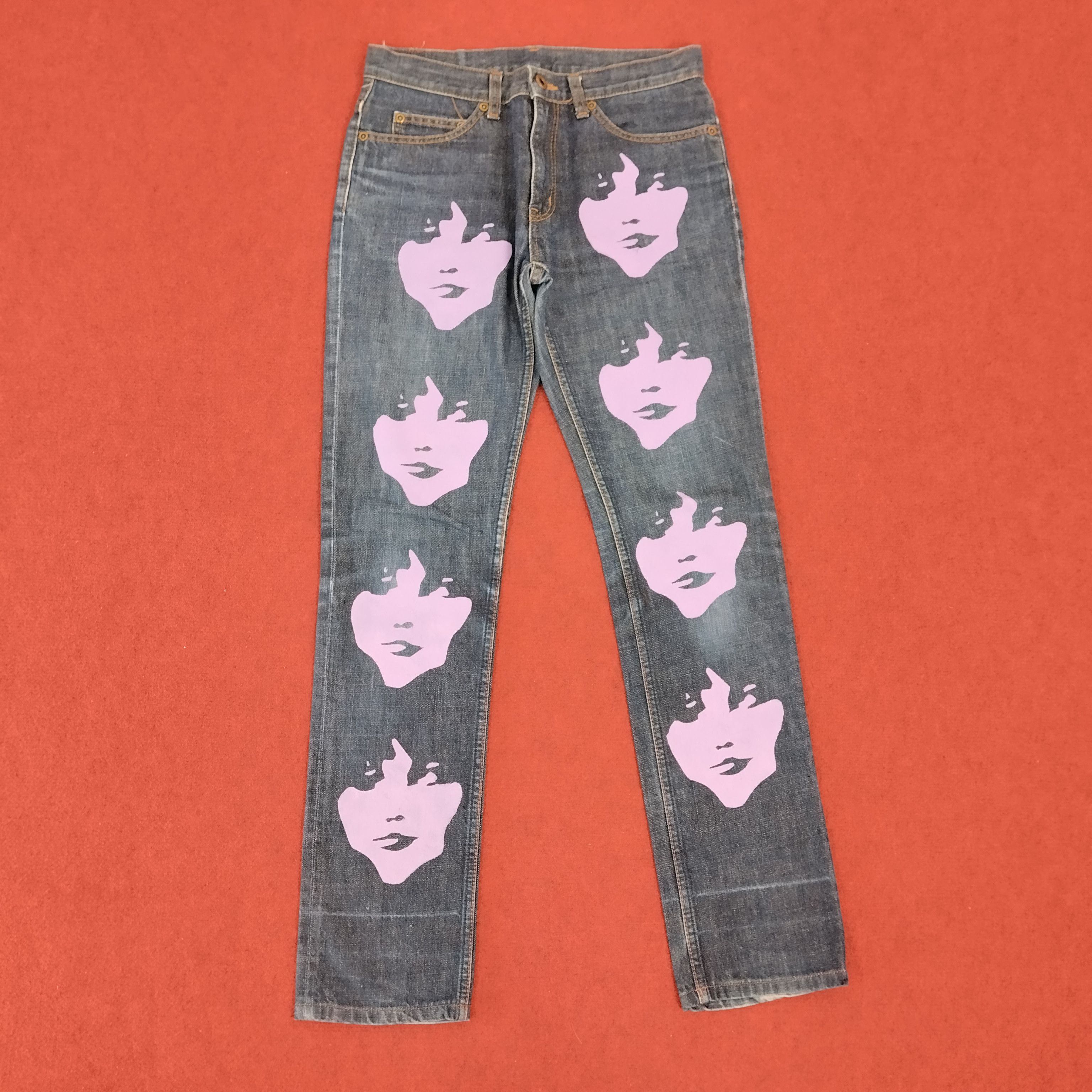 Hysteric Glamour × Japanese Brand × Vintage Hysteric Glamour Japanese Brand Custom Face Style Jeans Size US 29 - 1 Thumbnail