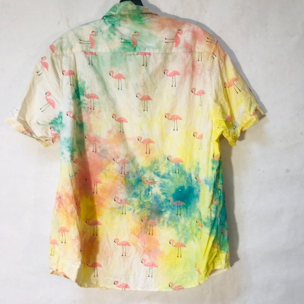 Nordstrom Denim & Flower NWT Tie Dye Pink Flamingos Shirt Large Hawaii Size US L / EU 52-54 / 3 - 7 Thumbnail