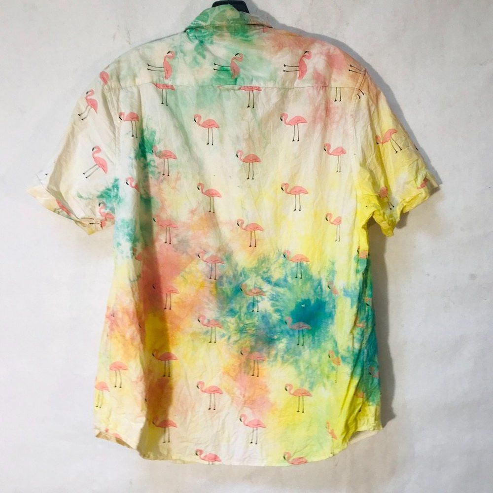 Nordstrom Denim & Flower NWT Tie Dye Pink Flamingos Shirt Large Hawaii Size US L / EU 52-54 / 3 - 5 Thumbnail