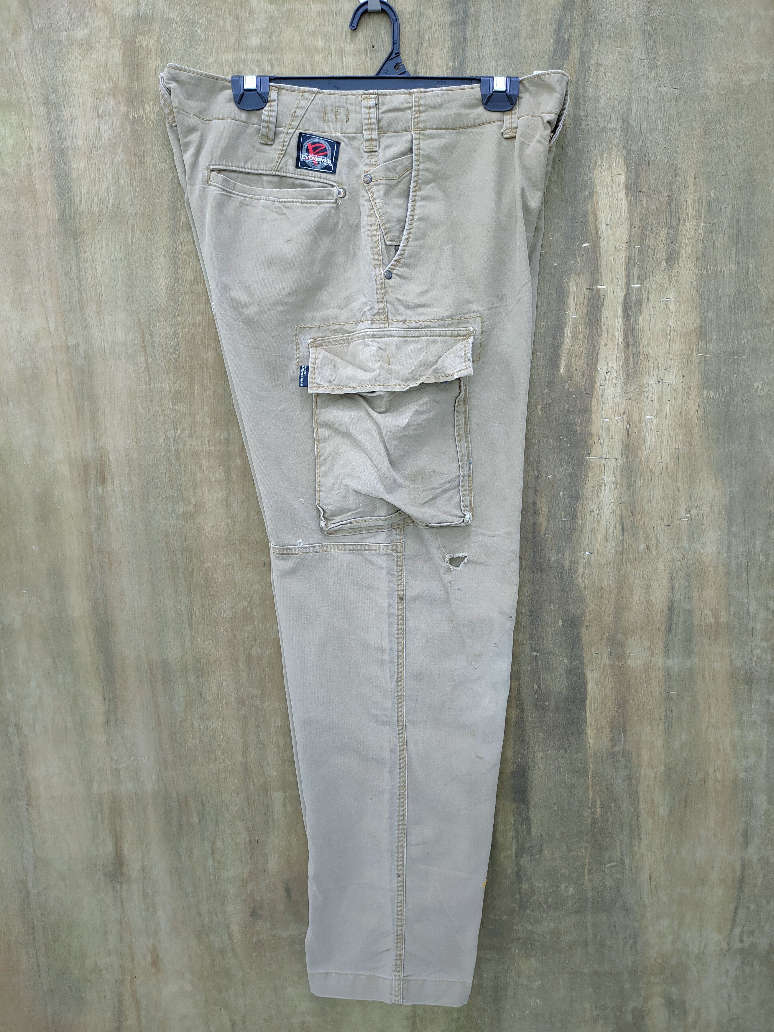 Japanese Brand × Vintage EVENRIVER BAGGY CARGO PANTS FADED DEMAGE KNEE Size US 34 / EU 50 - 11 Thumbnail