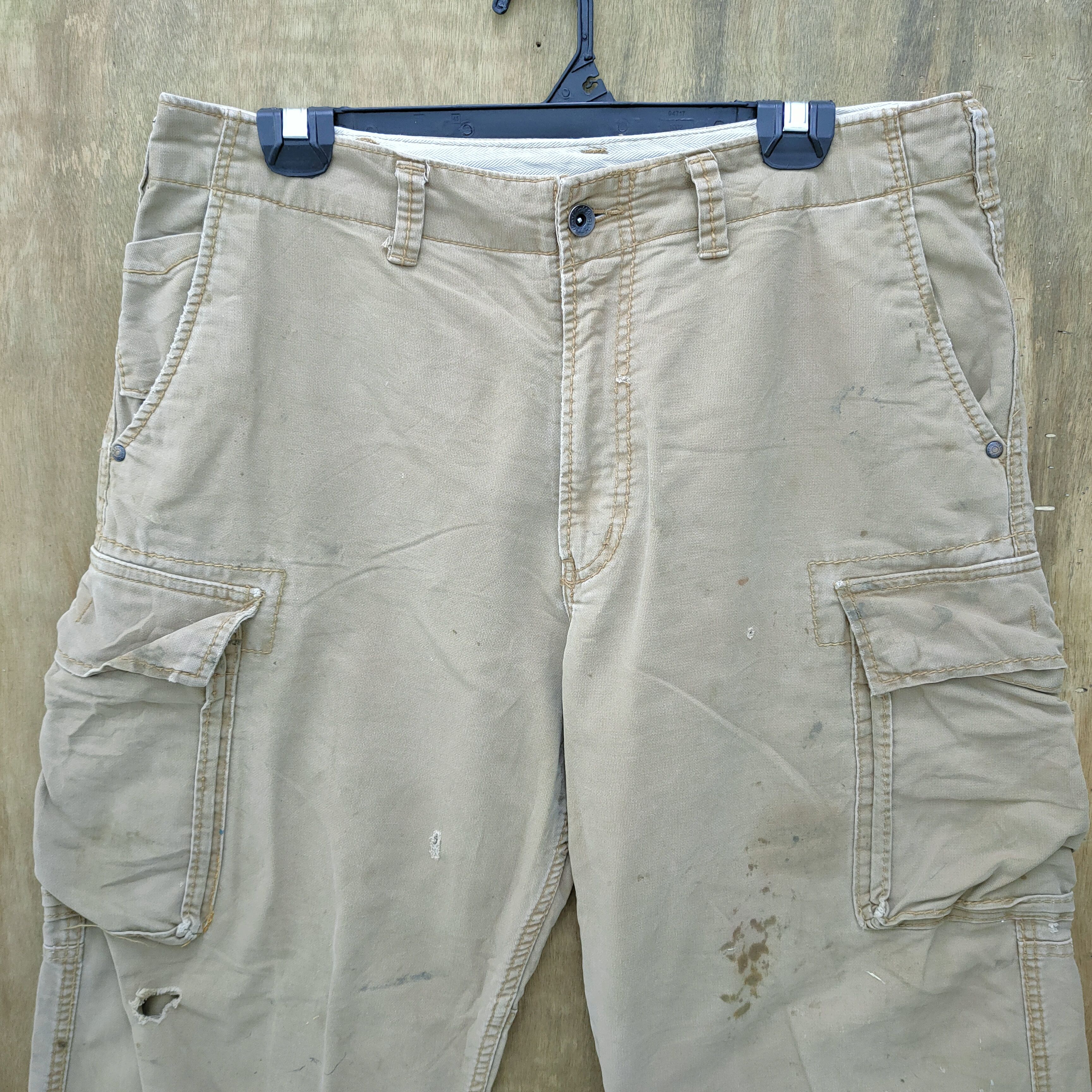 Japanese Brand × Vintage EVENRIVER BAGGY CARGO PANTS FADED DEMAGE KNEE Size US 34 / EU 50 - 2 Thumbnail