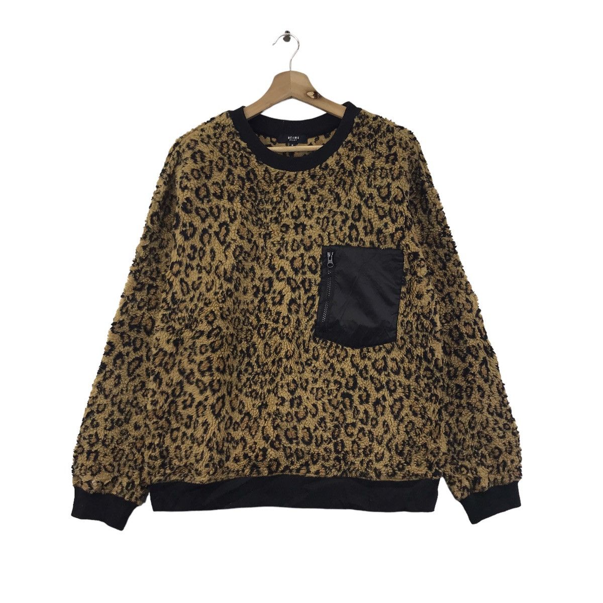 Japanese Brand BEAMS HEART Japanese Brand Leopard OverprintSherpaSweatshirt Size US M / EU 48-50 / 2 - 1 Thumbnail