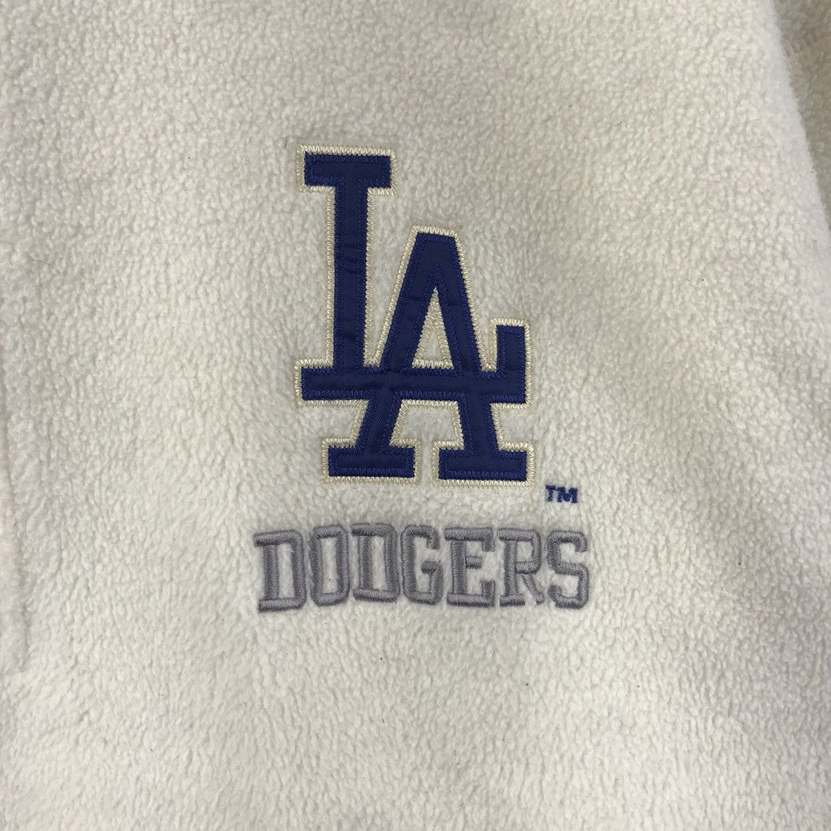 MLB Vintage 90s LA DODGERS Fleece Half Zipper Cream Sweatshirt Size US L / EU 52-54 / 3 - 3 Thumbnail