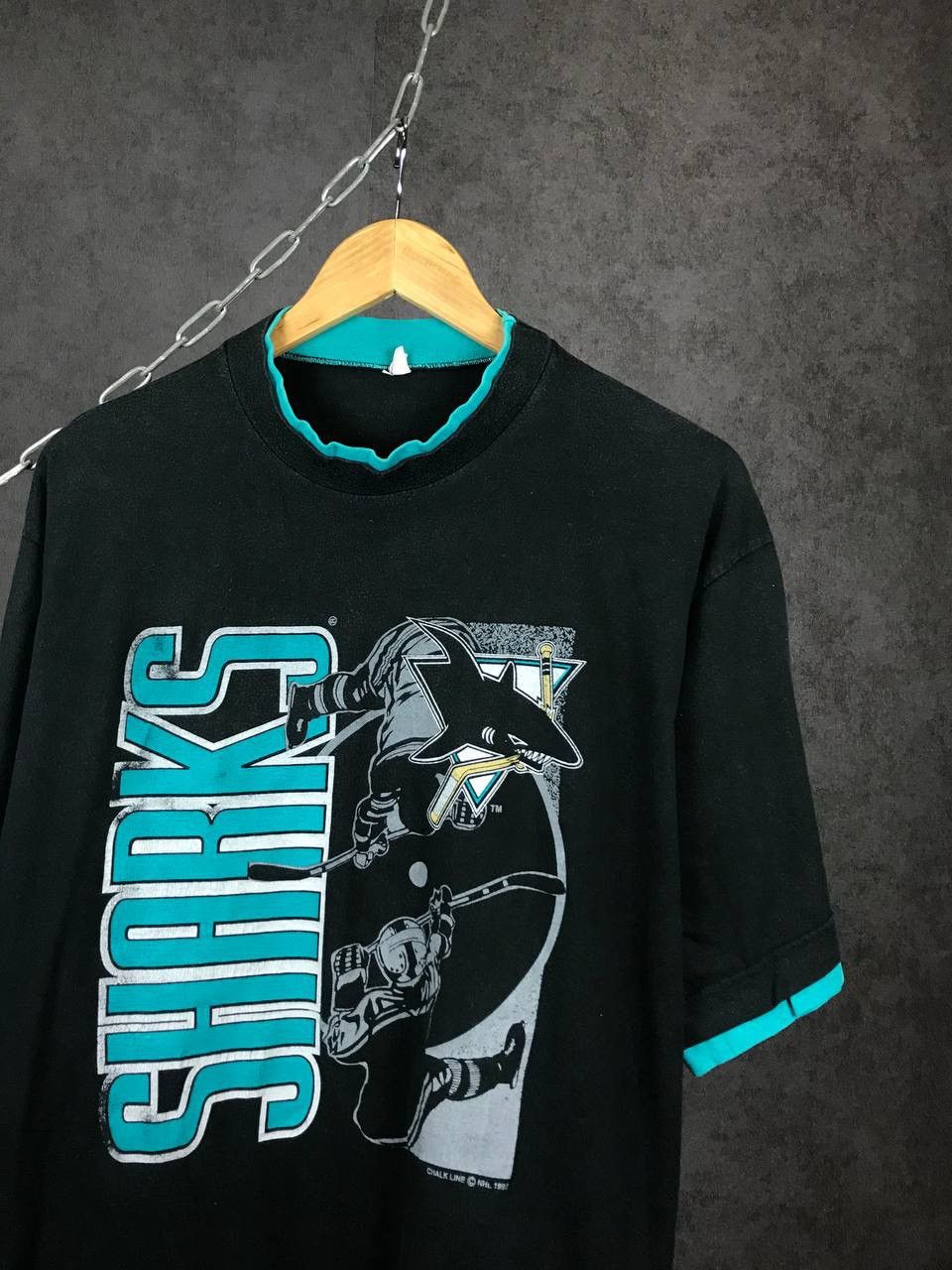 NHL × Vintage Sharks 1993 NHL sportswear vintage tee Size US L / EU 52-54 / 3 - 2 Thumbnail