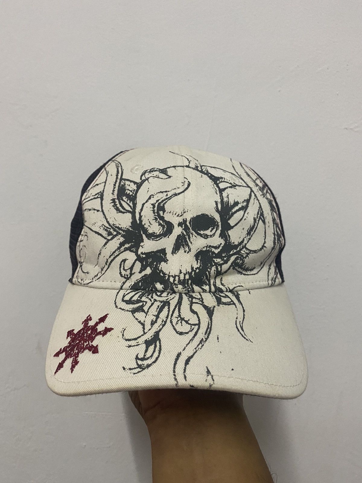 Japanese Brand Bad Skull Drawing Full Printed Trucked Hat Size ONE SIZE - 2 Thumbnail