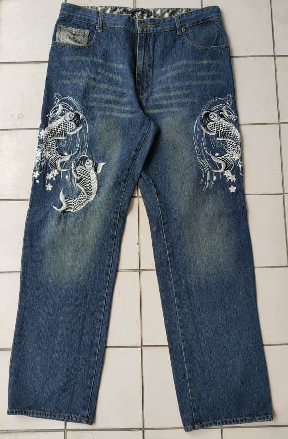 Dragonfly Dsiminate Sukajan embroidered Big Koi Denim Size US 37 - 1 Thumbnail