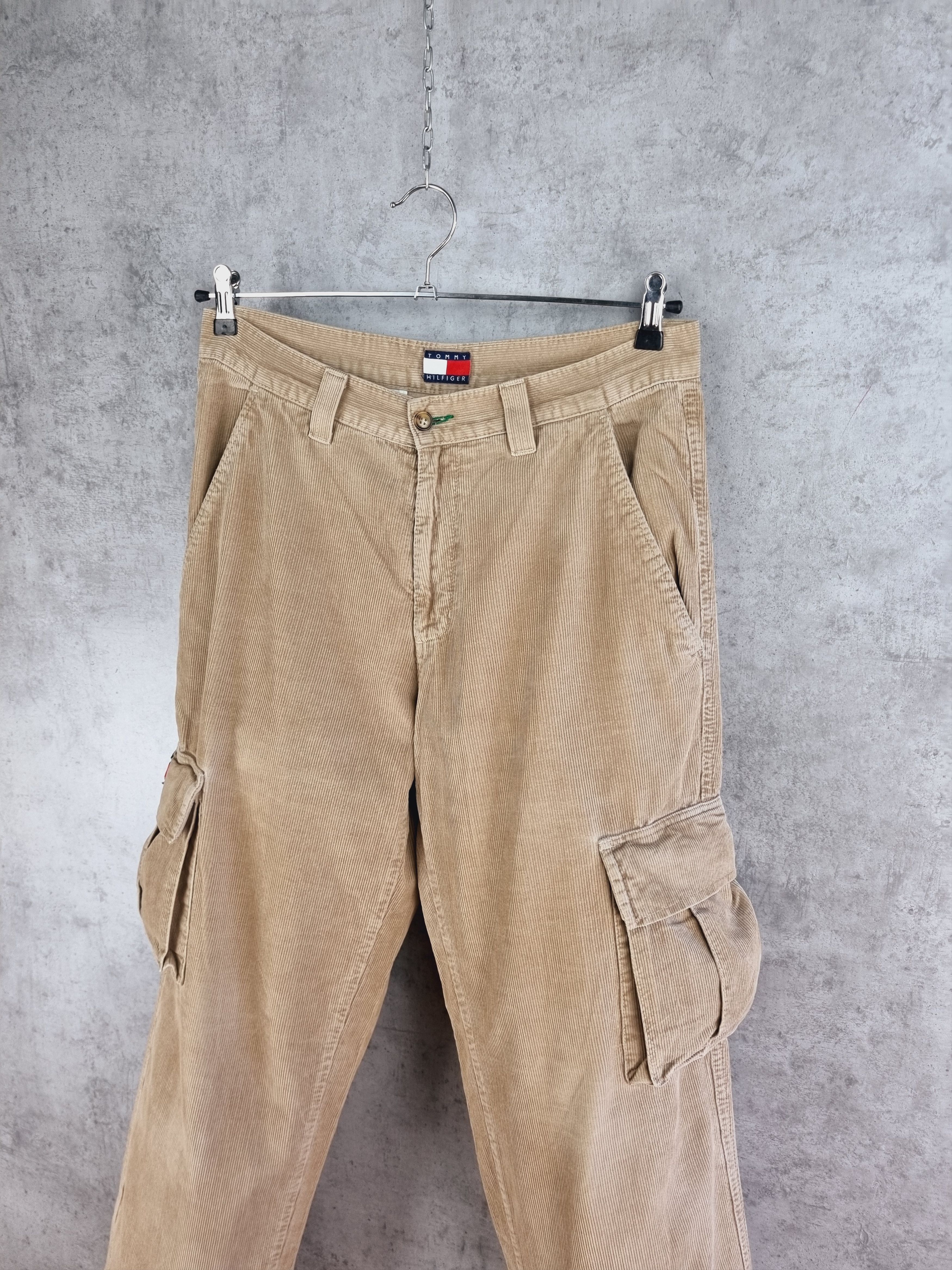 Japanese Brand × Tommy Hilfiger × Vintage Rare 90s TOMMY HILFINGER Vintage Corduroy Cargo Pants Size US 33 - 1 Thumbnail