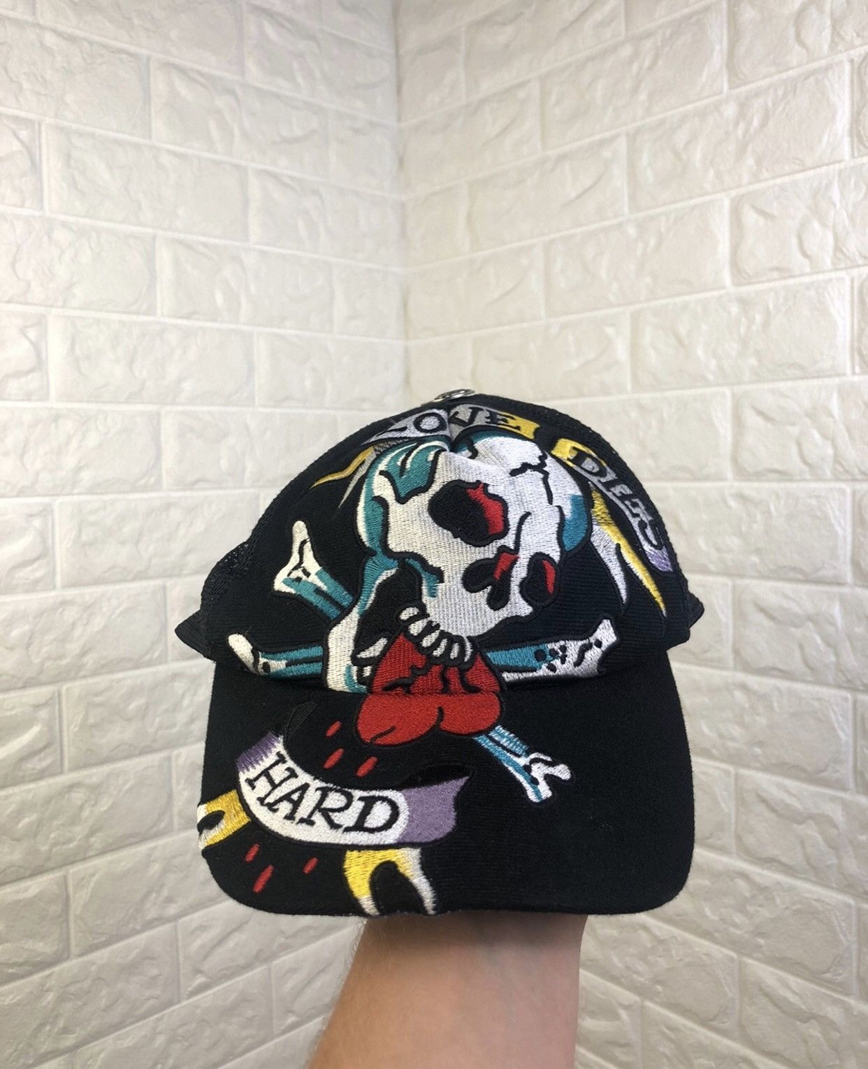 Christian Audigier × Ed Hardy Ed Hardy Skull Trucker Hat Cap Y2K Size ONE SIZE - 1 Thumbnail