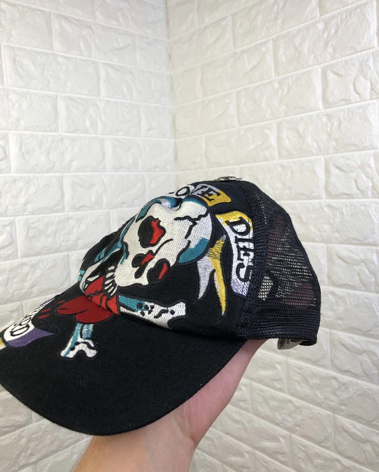 Christian Audigier × Ed Hardy Ed Hardy Skull Trucker Hat Cap Y2K Size ONE SIZE - 3 Thumbnail