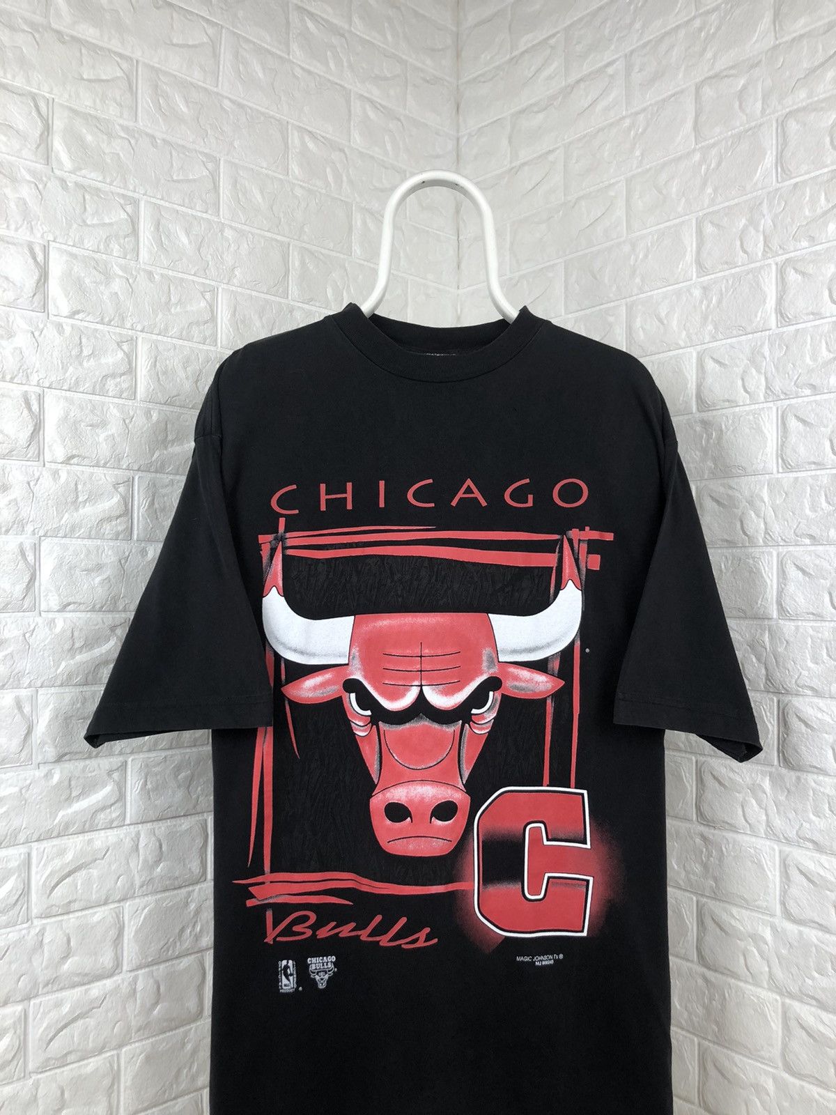 NBA × Vintage Vintage Vtg 90s Chicago Bulls Big Logo Shirt Size US XL / EU 56 / 4 - 2 Thumbnail