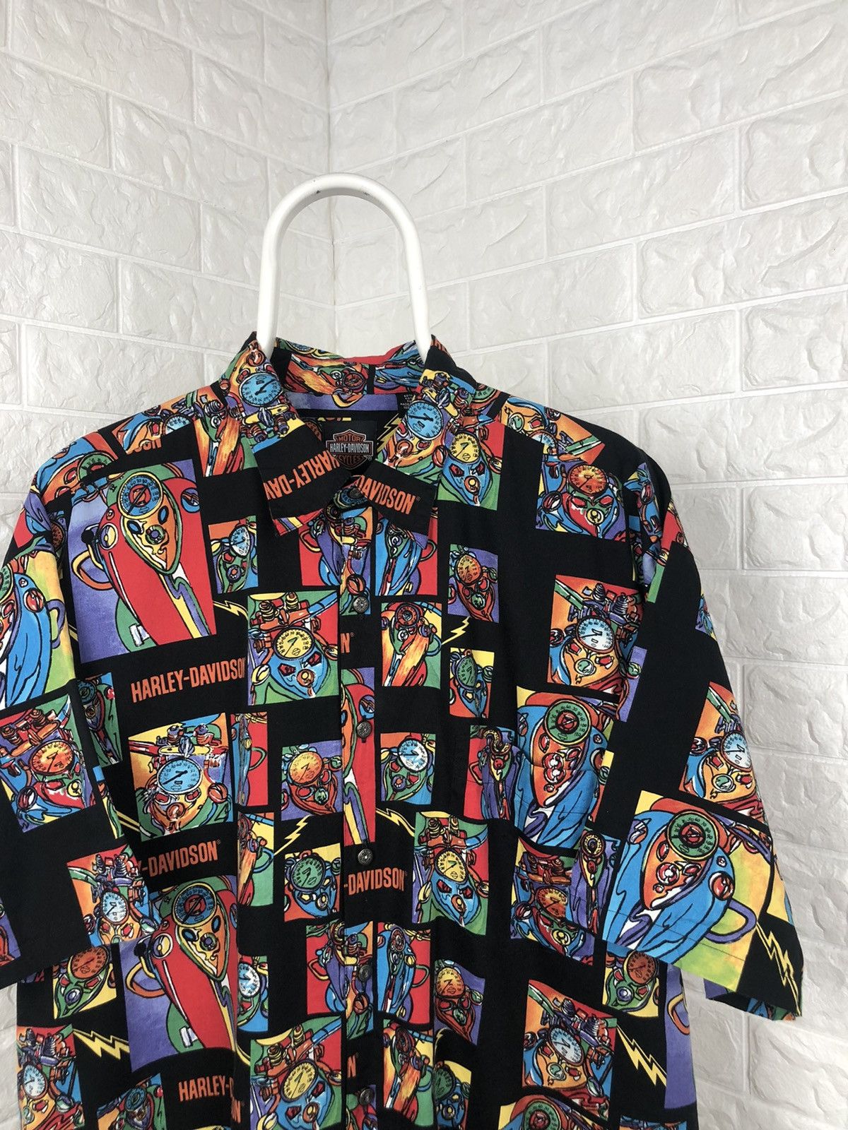 Harley Davidson × Vintage Vintage 90s All over print Harley Davidson Shirt Size US XL / EU 56 / 4 - 3 Thumbnail