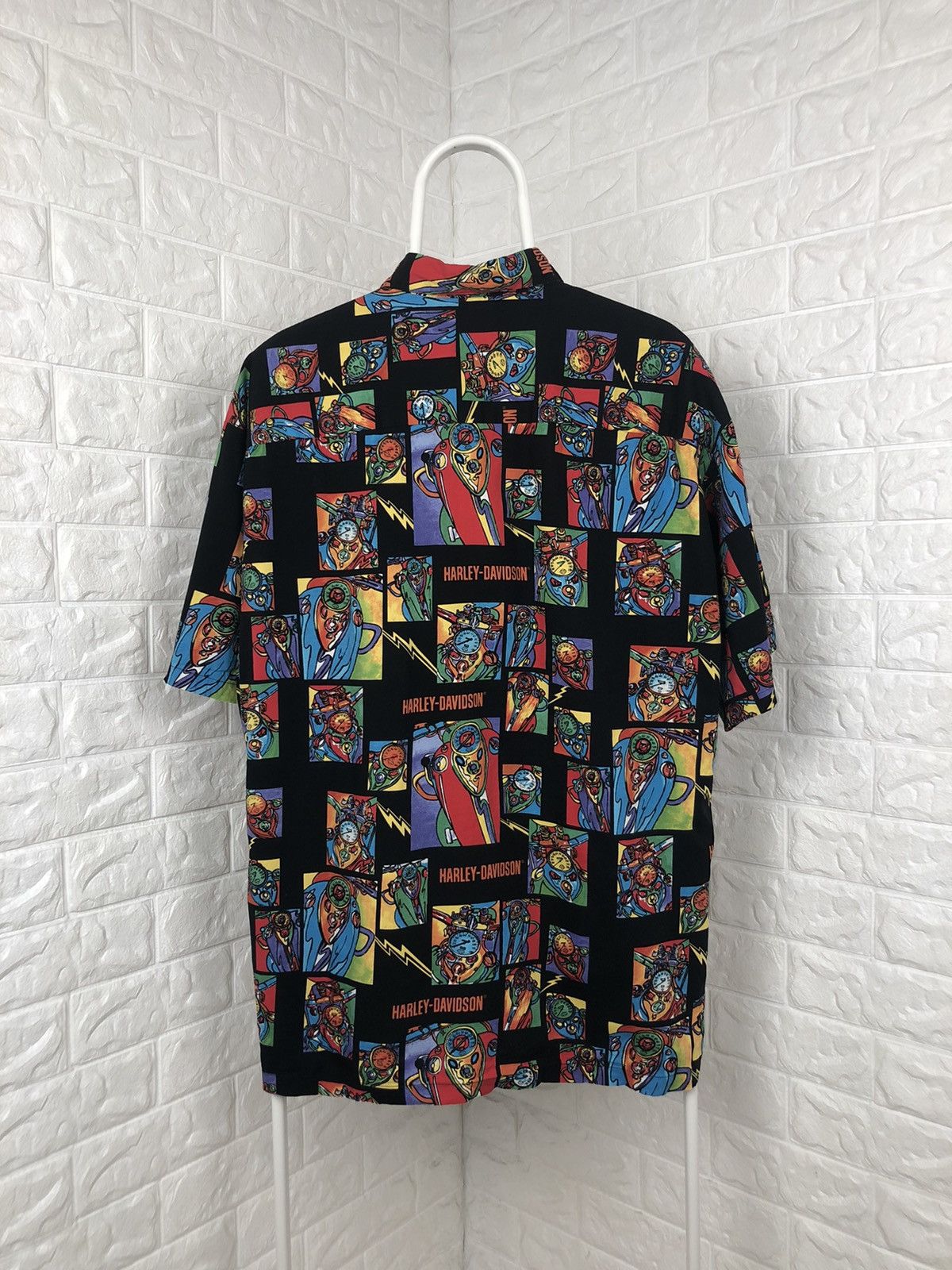 Harley Davidson × Vintage Vintage 90s All over print Harley Davidson Shirt Size US XL / EU 56 / 4 - 2 Thumbnail
