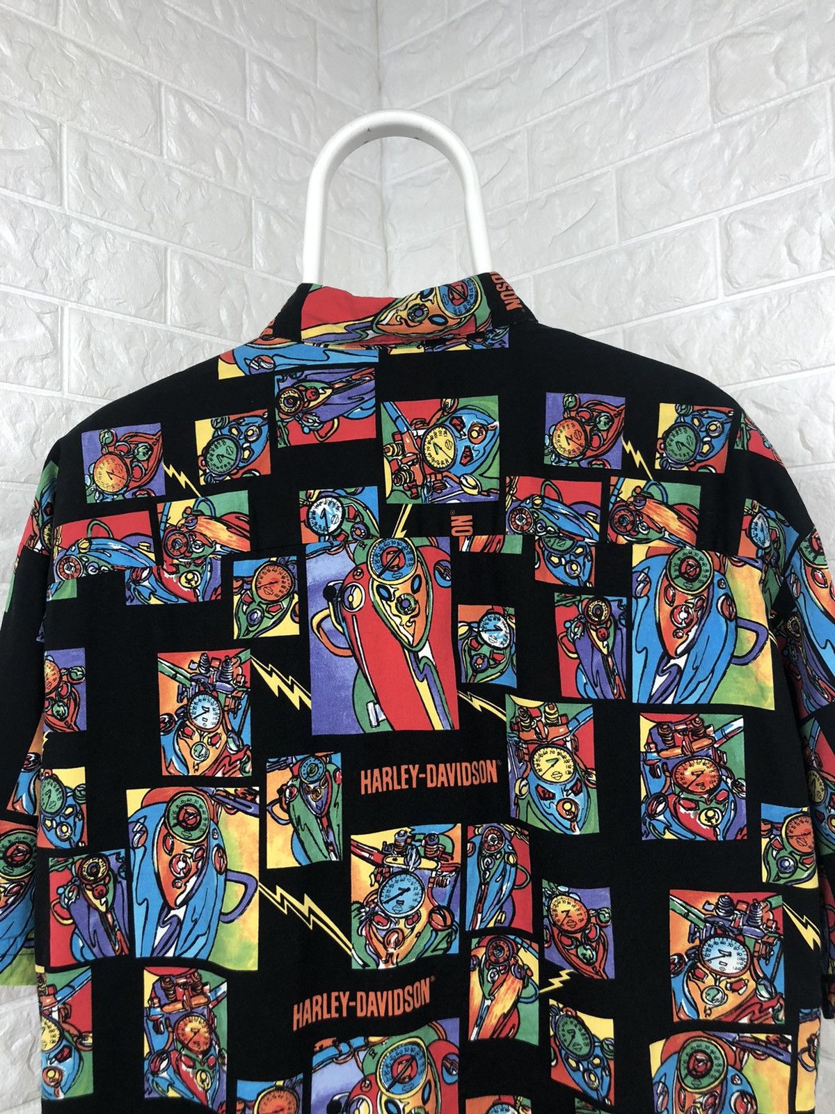 Harley Davidson × Vintage Vintage 90s All over print Harley Davidson Shirt Size US XL / EU 56 / 4 - 4 Thumbnail