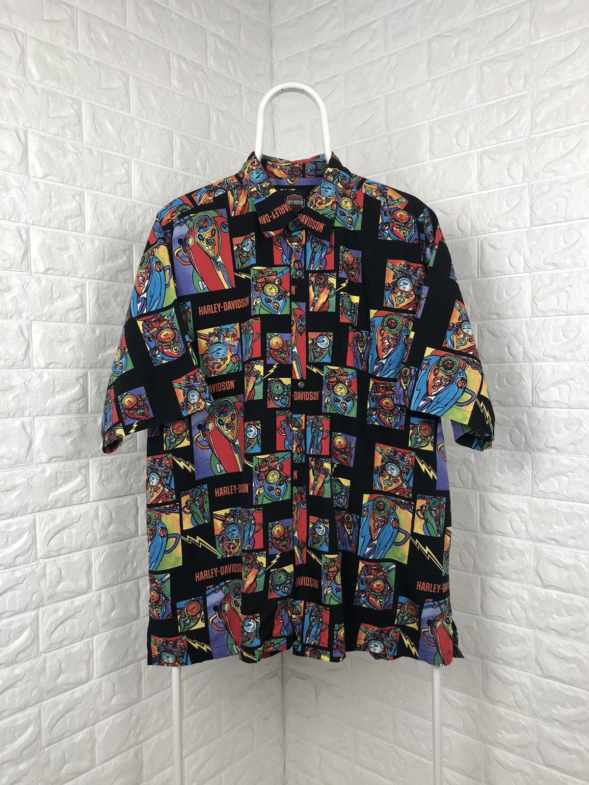 Harley Davidson × Vintage Vintage 90s All over print Harley Davidson Shirt Size US XL / EU 56 / 4 - 1 Thumbnail