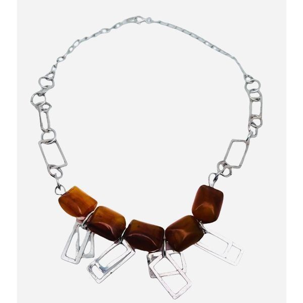 BAKELITE Vintage .925 Sterling Silver and Bakelite Bead Geom