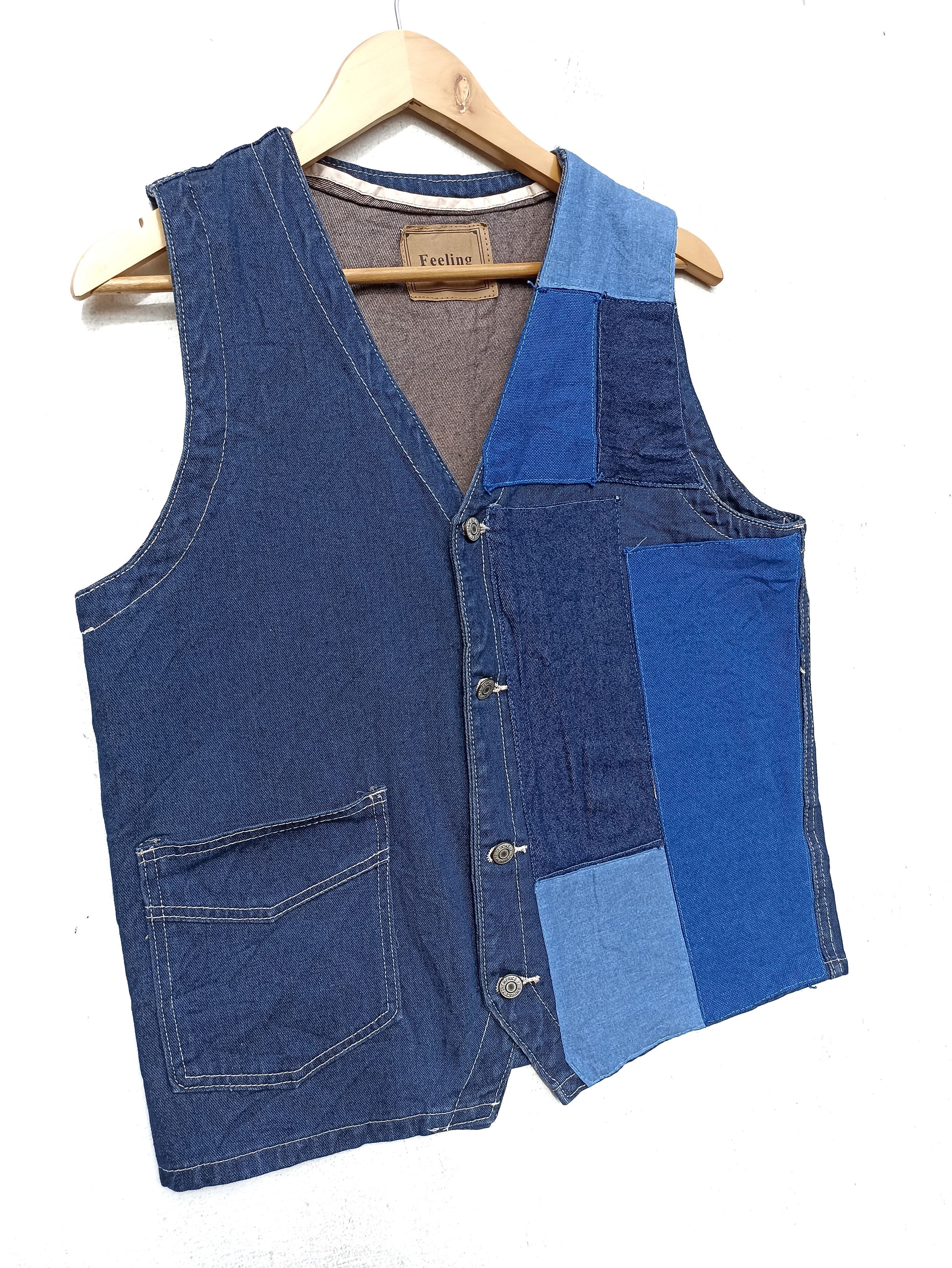 Japanese Brand Feeling Vest patchwork design Denim vest lgb Size US M / EU 48-50 / 2 - 2 Thumbnail