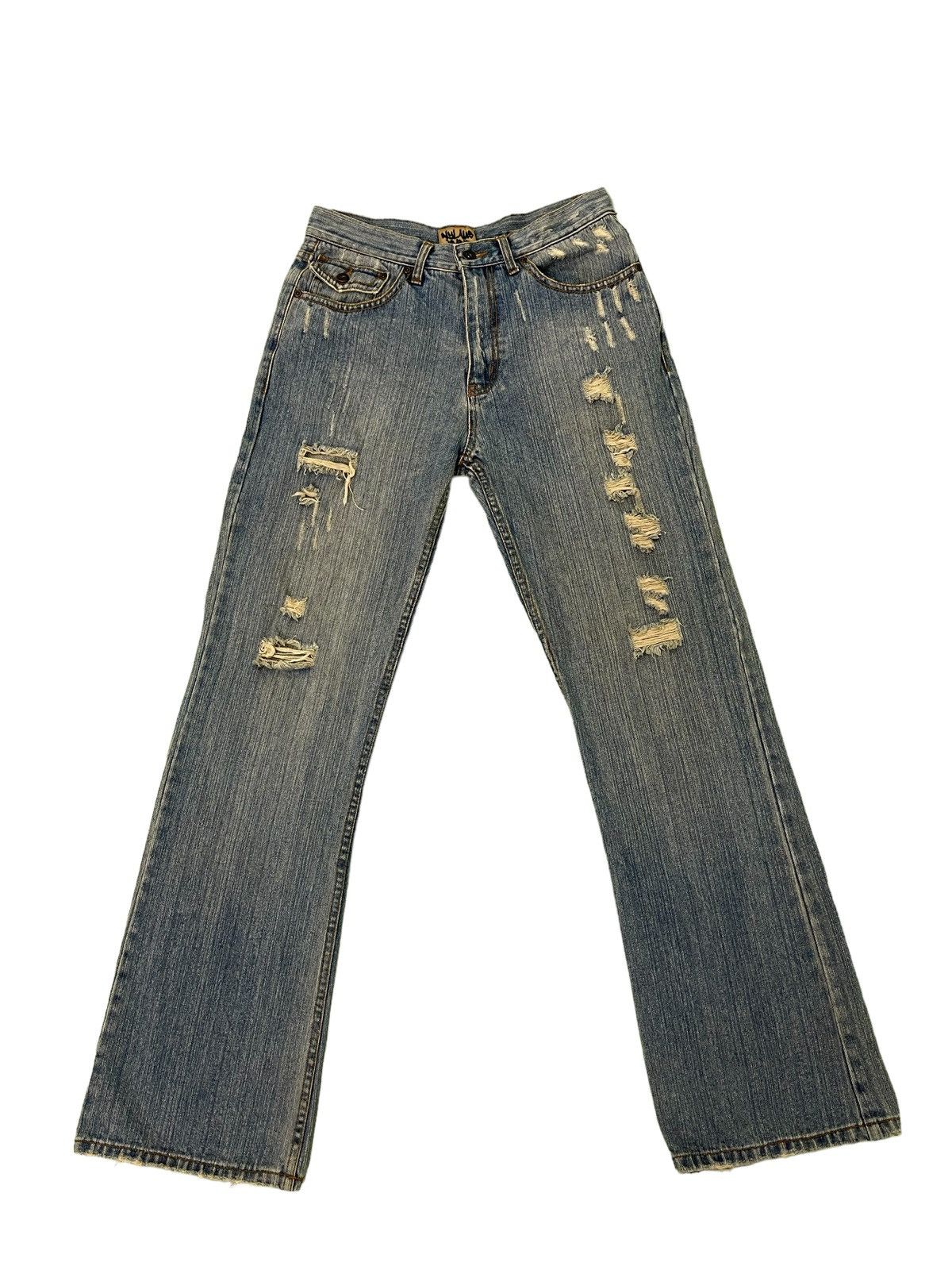 Japanese Brand Flare Jeans Nylaus Distress Boot Cut Denim 3🟦5 Size US 30 / EU 46 - 2 Thumbnail