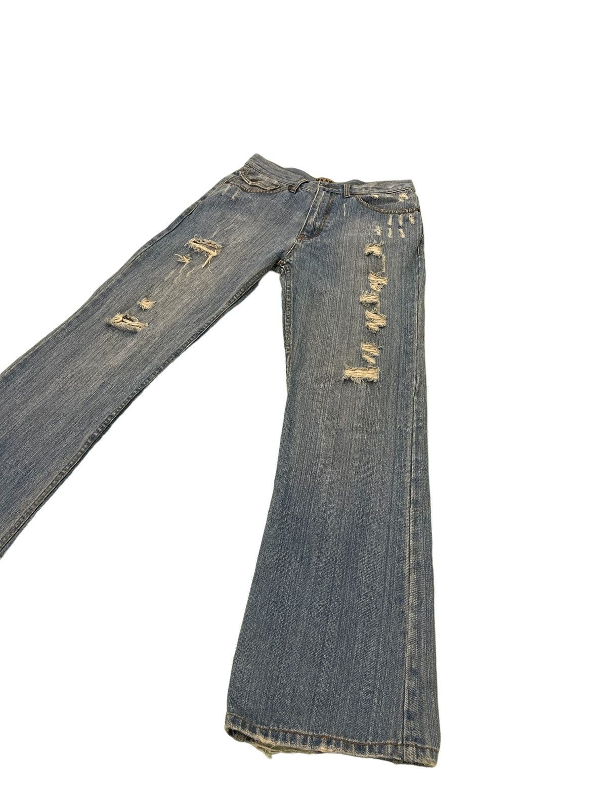 Japanese Brand Flare Jeans Nylaus Distress Boot Cut Denim 3🟦5 Size US 30 / EU 46 - 3 Thumbnail