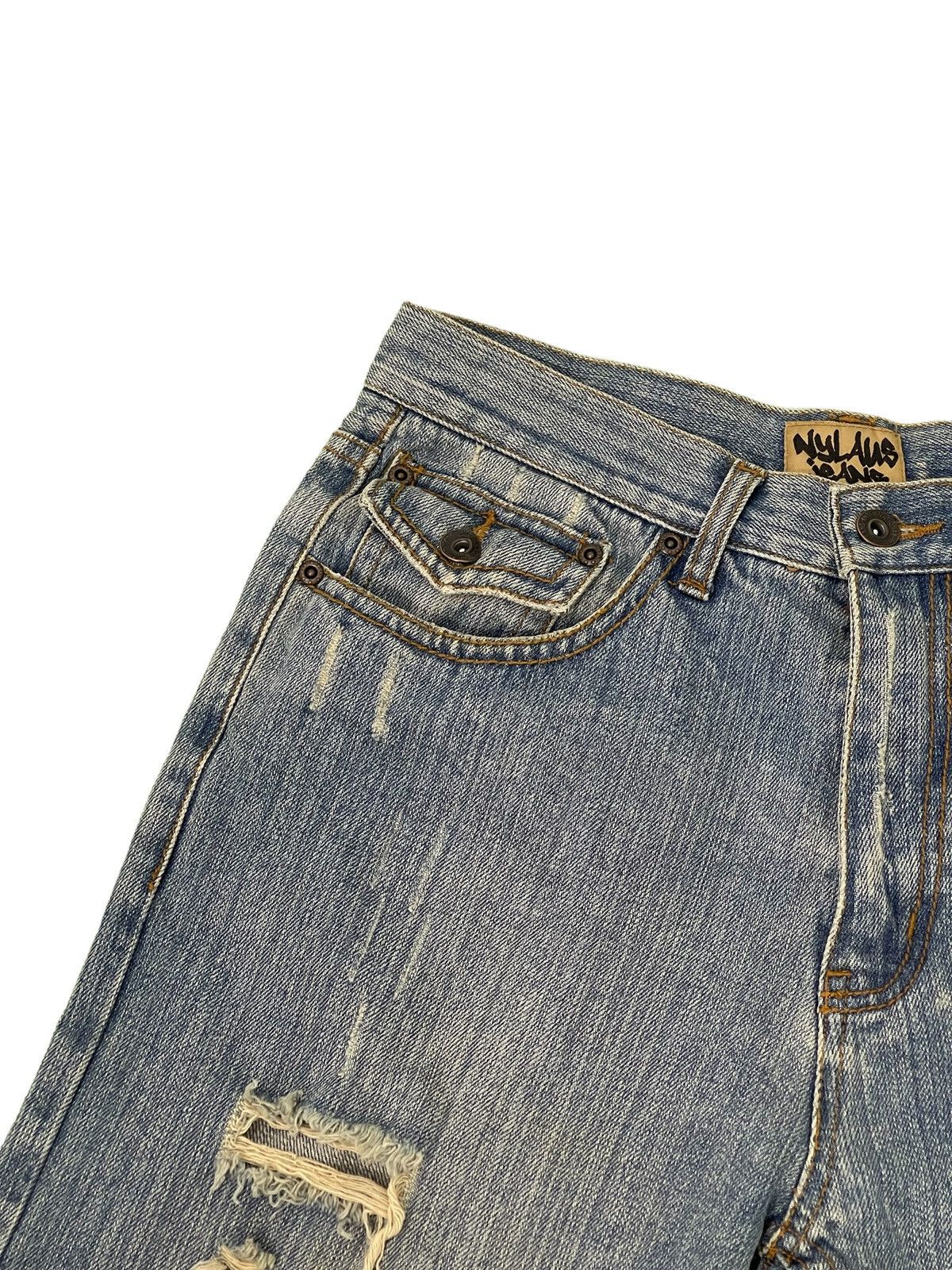 Japanese Brand Flare Jeans Nylaus Distress Boot Cut Denim 3🟦5 Size US 30 / EU 46 - 11 Thumbnail