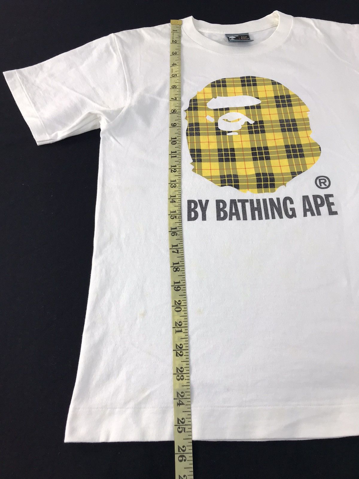 Bape By Bathing Ape Plaid Checked College Ape Big Printed Tee Size US S / EU 44-46 / 1 - 8 Thumbnail
