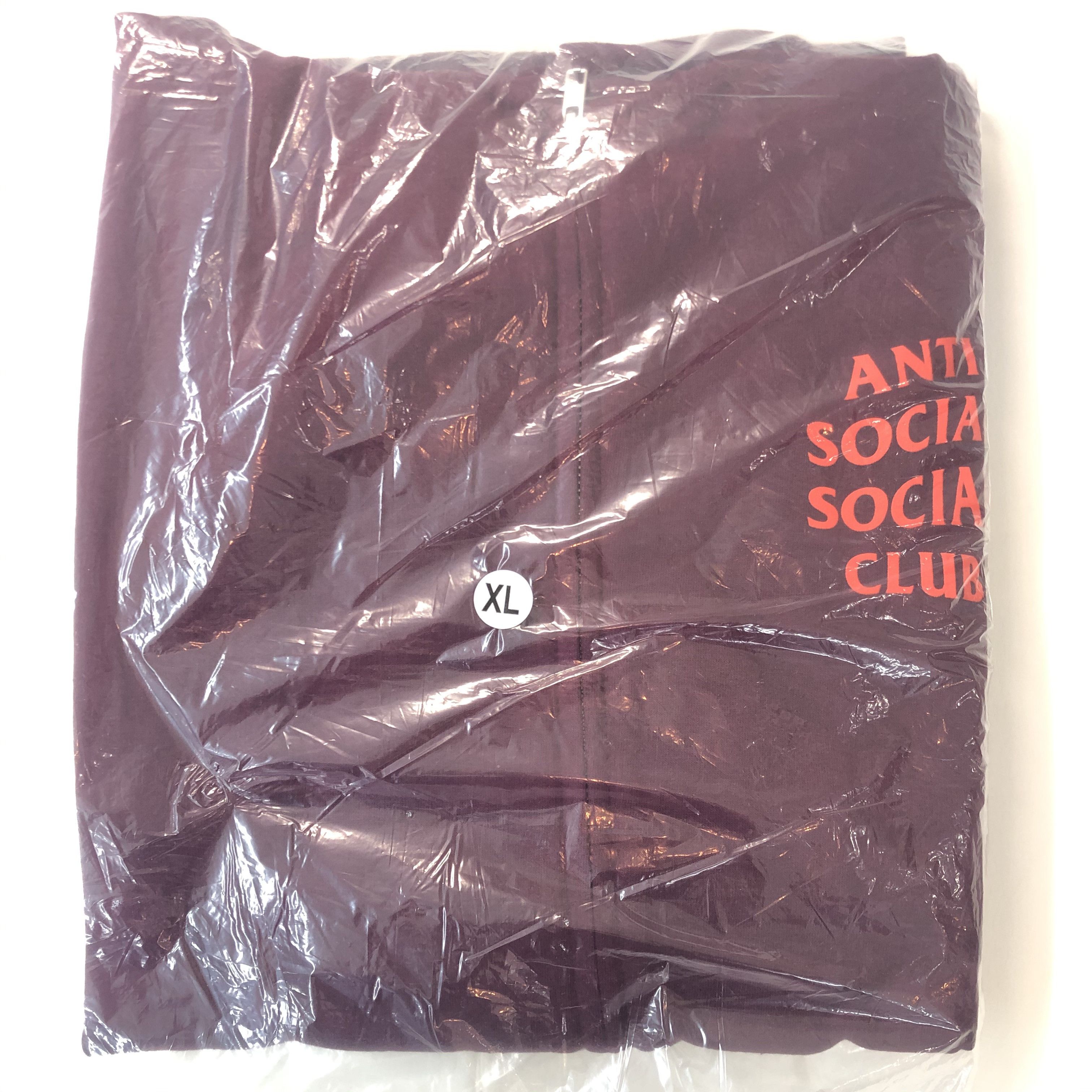 image of Anti Social Social Club Ds Assc Logo Maroon Zip Hoodie Supreme Offwhite Bape Kith, Men's (Size XL)