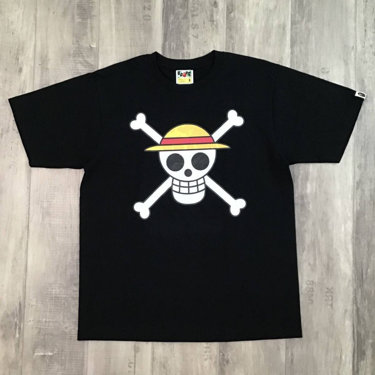 Pre-owned Bape × Onepiece  Camo Luffy Flag Mark T-shirt Ape In Black