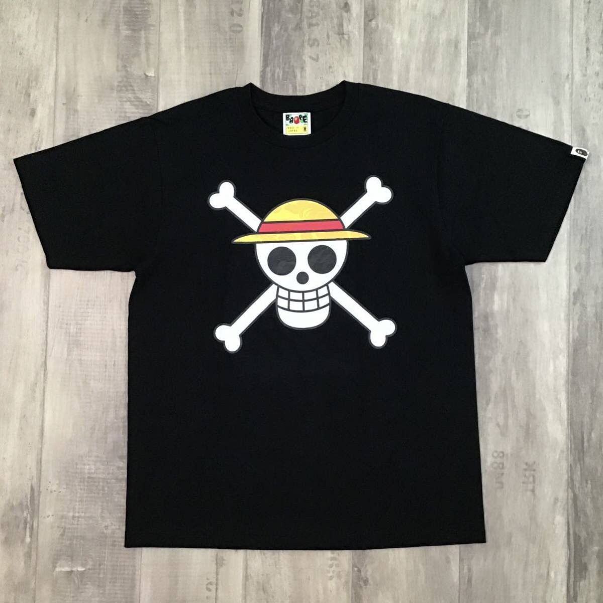 image of Bape × Onepiece Bape Camo Luffy Flag Mark T-Shirt Ape in Black, Men's (Size Medium)