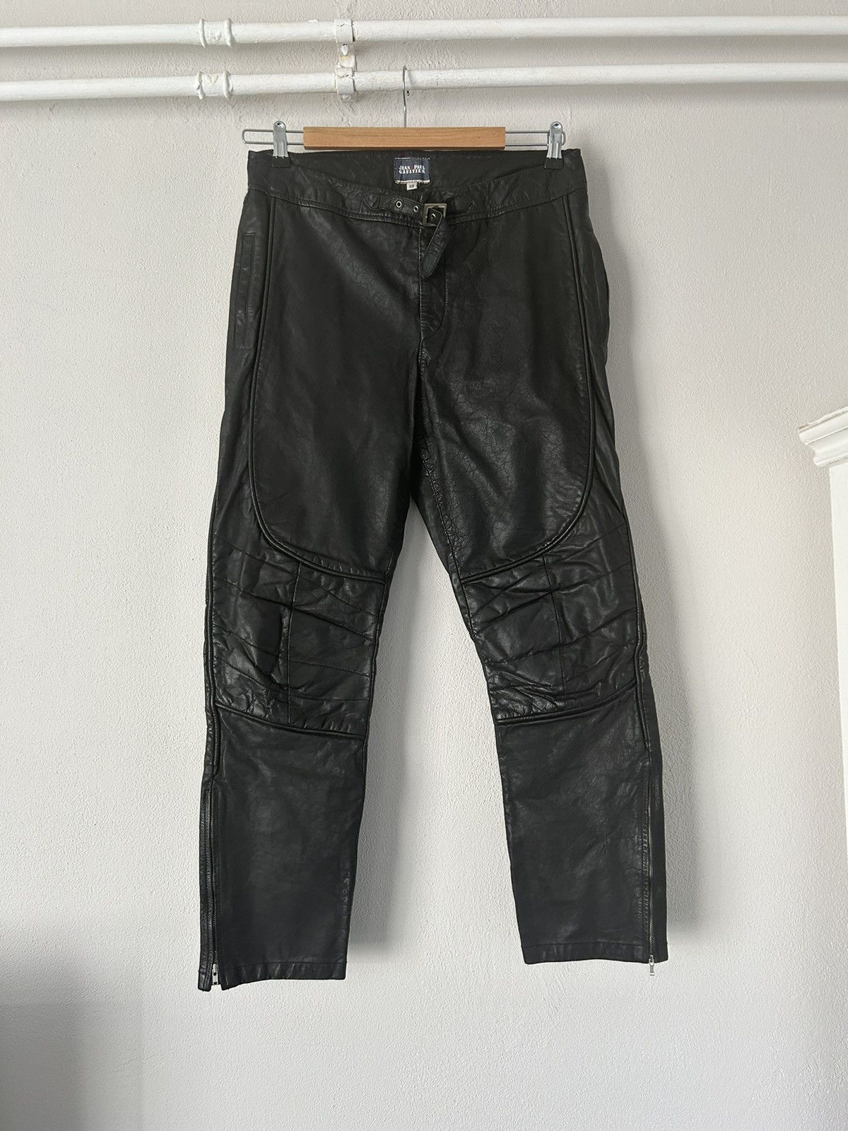 Jean Paul Gaultier Leather Biker Pants Size US 32 / EU 48 - 2 Thumbnail