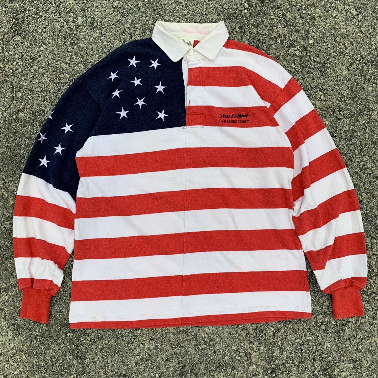 Vintage Casa del man USA flag polo long sleeve Size US XL / EU 56 / 4 - 12 Thumbnail
