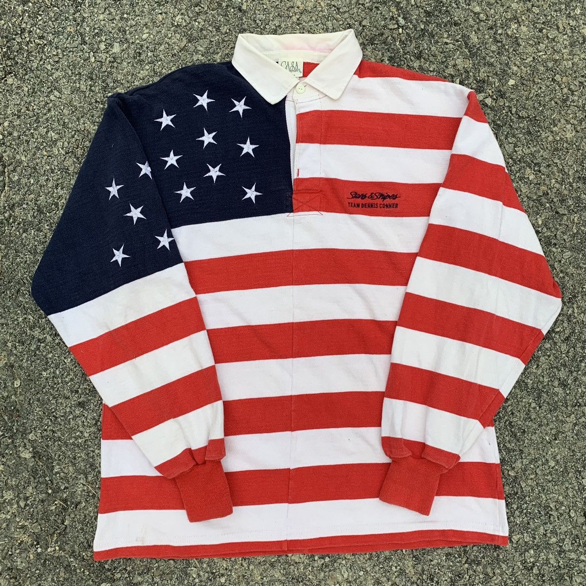 Vintage Casa del man USA flag polo long sleeve Size US XL / EU 56 / 4 - 6 Thumbnail