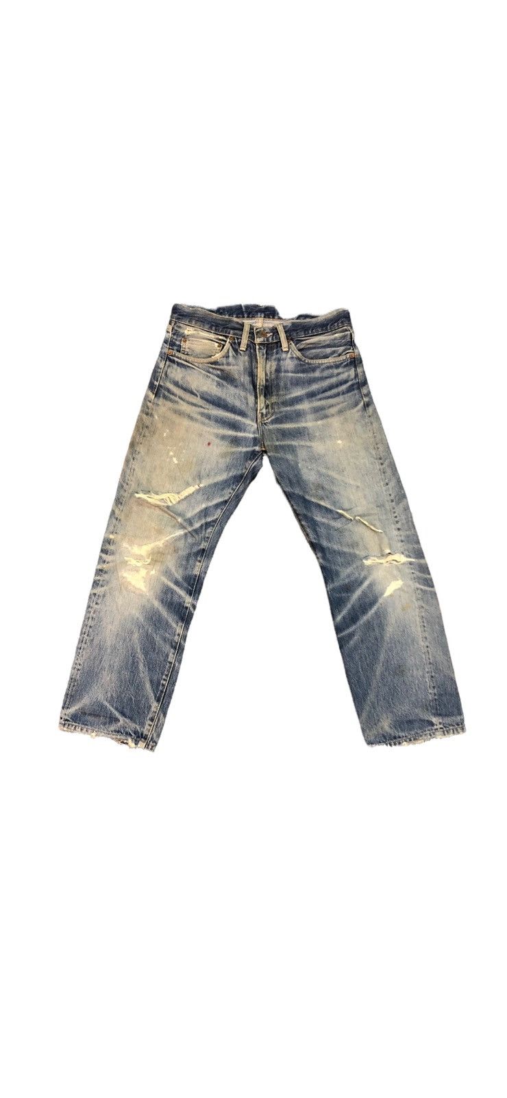 image of Kurt Cobain x Levis Vintage 90’S Trashed Levis 501Z Xx Big E Selvedge Denim in Blue, Men's (Size 31