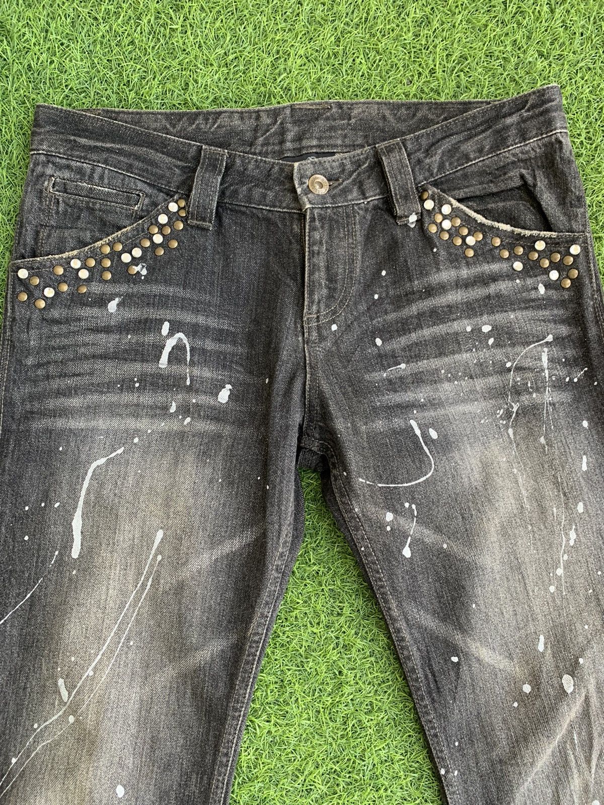 semanticdesign Flare🔥 Semantic Design Distressed Paint Splatter Jeans Size US 31 - 14 Thumbnail
