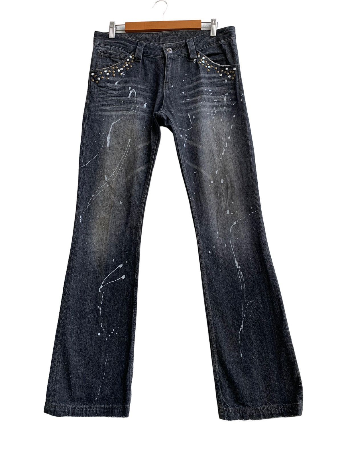 Flare🔥 Semantic Design Distressed Paint Splatter Jeans