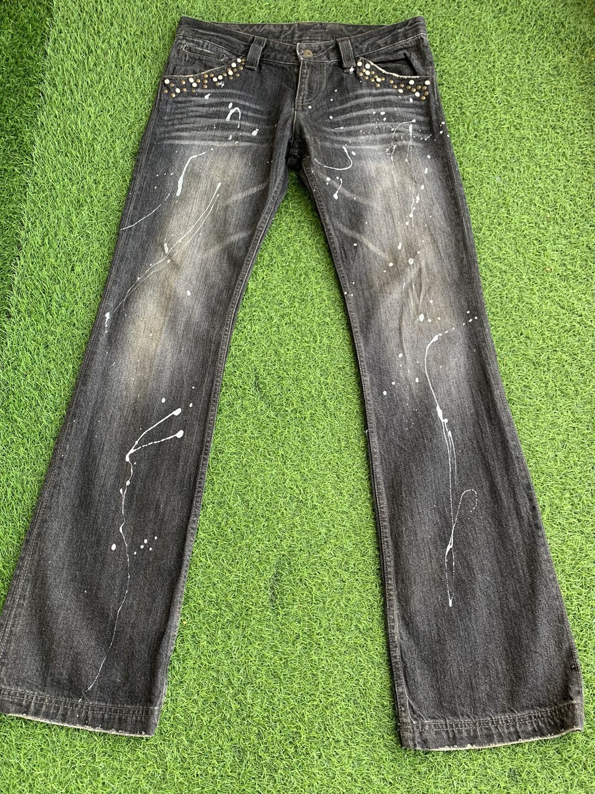 semanticdesign Flare🔥 Semantic Design Distressed Paint Splatter Jeans Size US 31 - 8 Thumbnail
