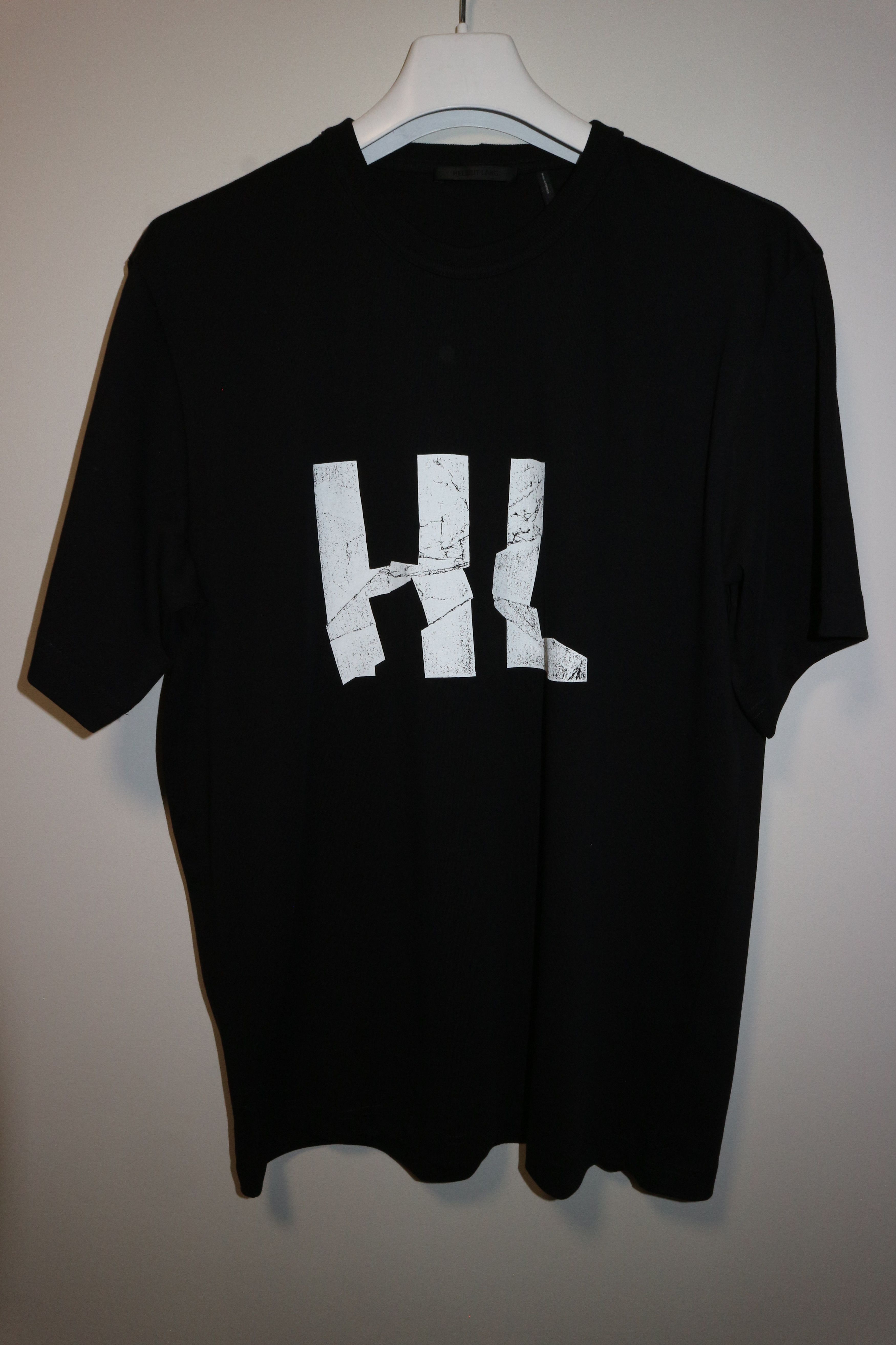 image of Helmut Lang Crumple Logo Tee in Black, Men's (Size Medium)
