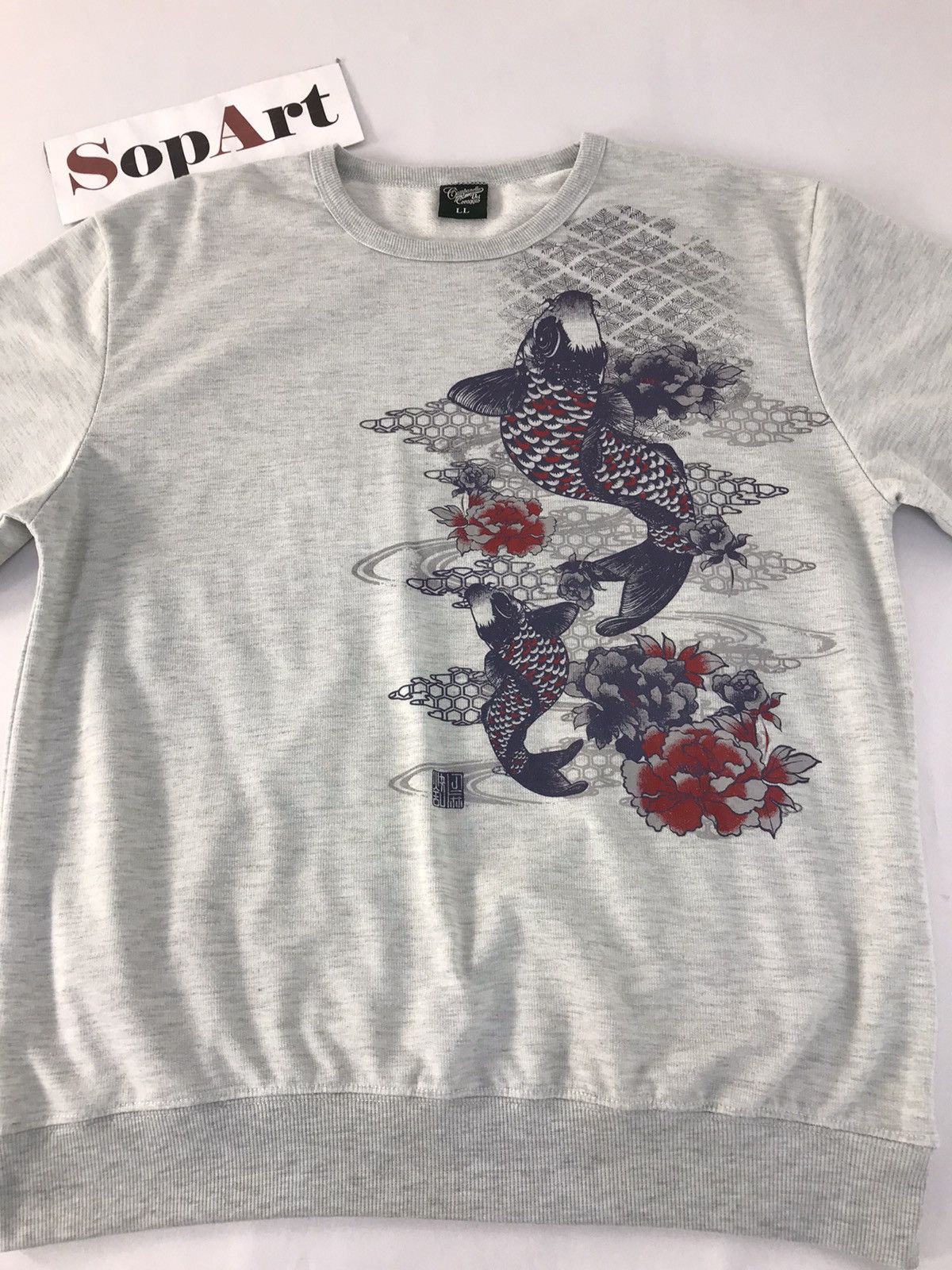 Japanese Brand × Vintage Vintage Sweatshirt Sukajan Printed Fish Koi Design Size US L / EU 52-54 / 3 - 3 Thumbnail