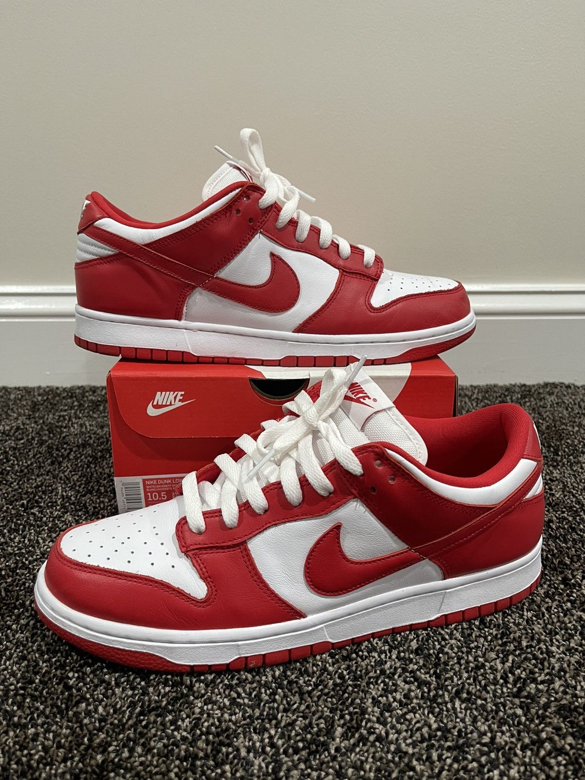 image of Nike Dunk Low Retro Sp “St. John’S” Red Varsity Shoes, Men's (Size 10.5)
