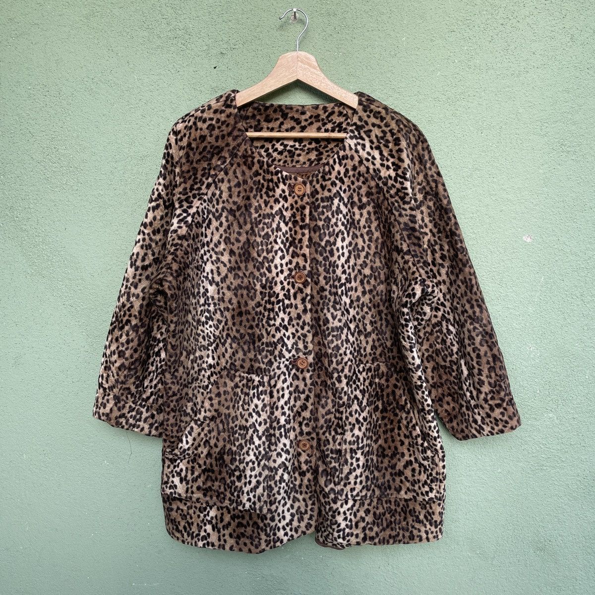 Vintage Unbranded Leopard Button Ups Fleece Jacket