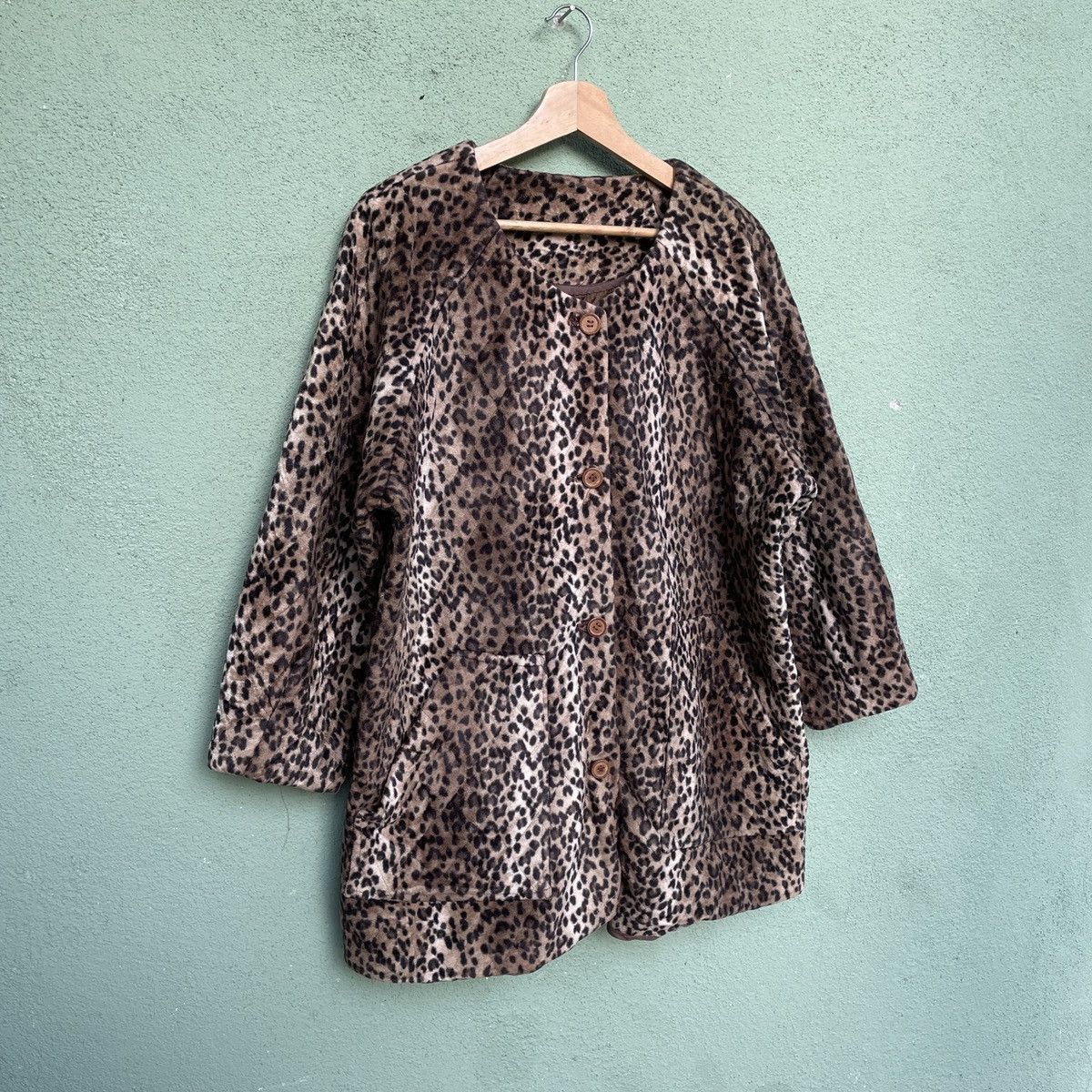 Other × Vintage Vintage Unbranded Leopard Button Ups Fleece Jacket Size US XL / EU 56 / 4 - 2 Thumbnail