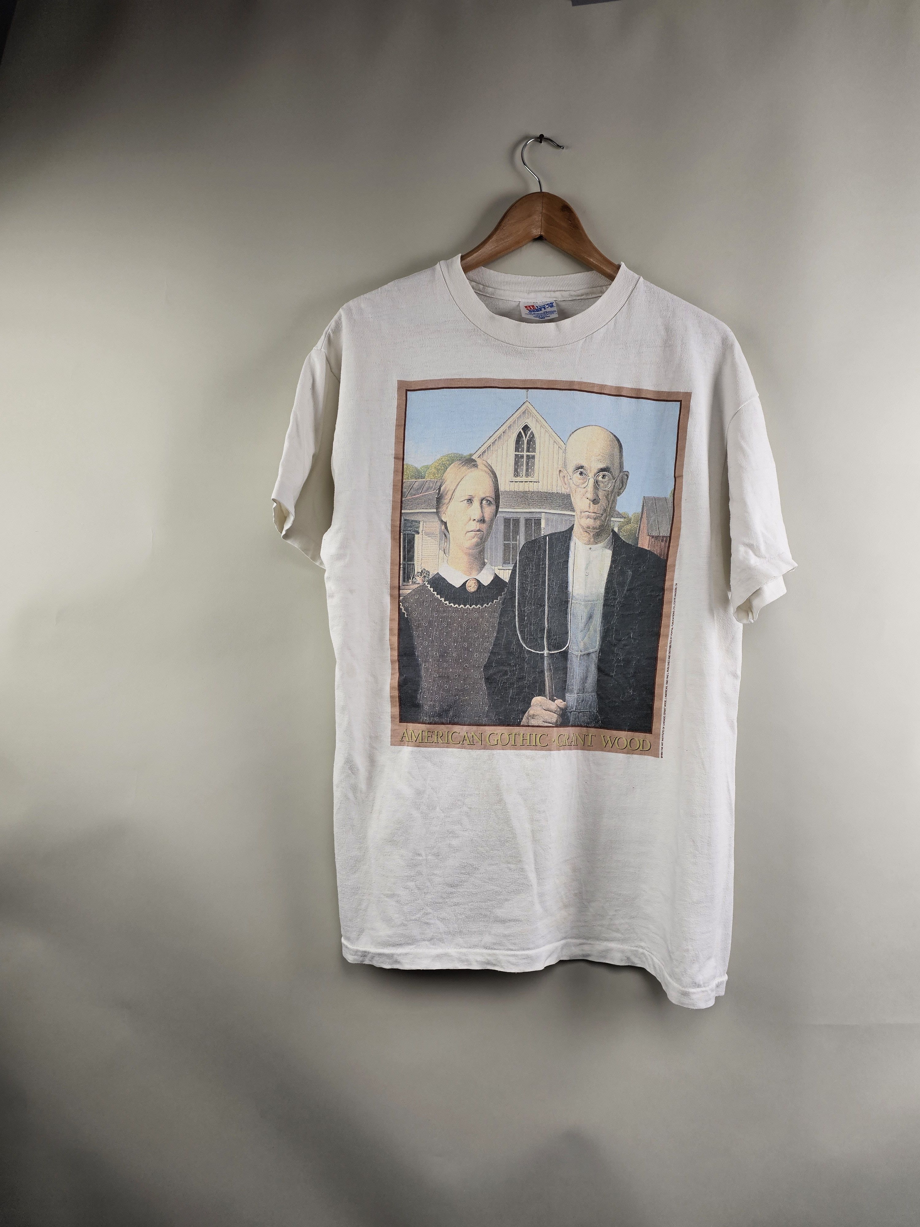 1994 Grant Wood American Gothic Art Tee 90s