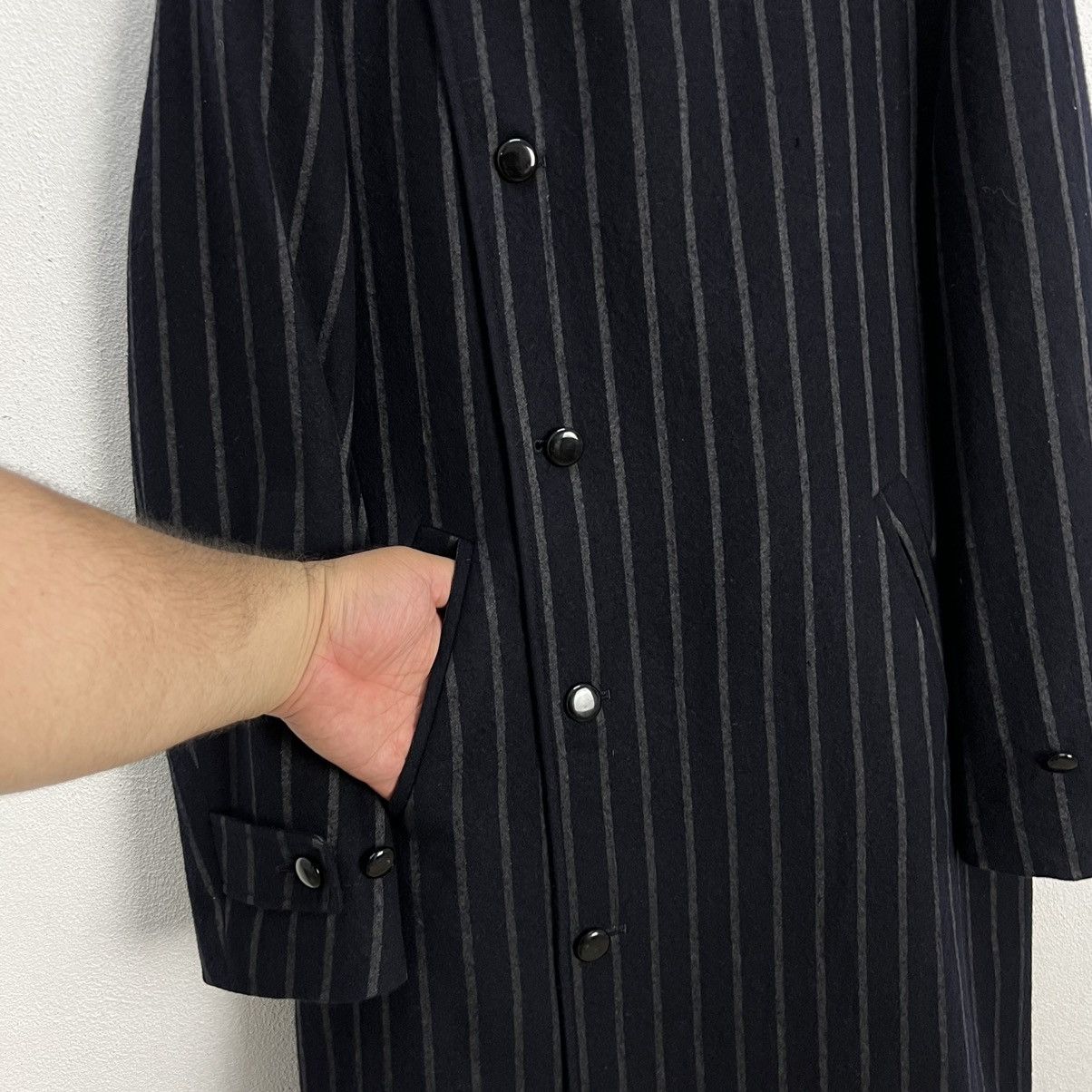 Yohji Yamamoto 🔥YOHJI YAMAMOTO AAR STRIPES DOWN OVERCOATS Size US L / EU 52-54 / 3 - 8 Thumbnail