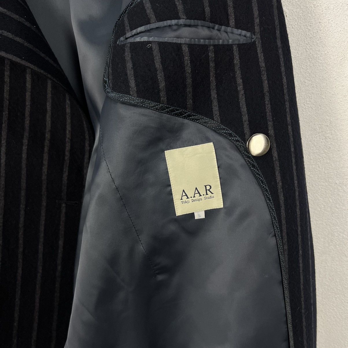 Yohji Yamamoto 🔥YOHJI YAMAMOTO AAR STRIPES DOWN OVERCOATS Size US L / EU 52-54 / 3 - 16 Thumbnail