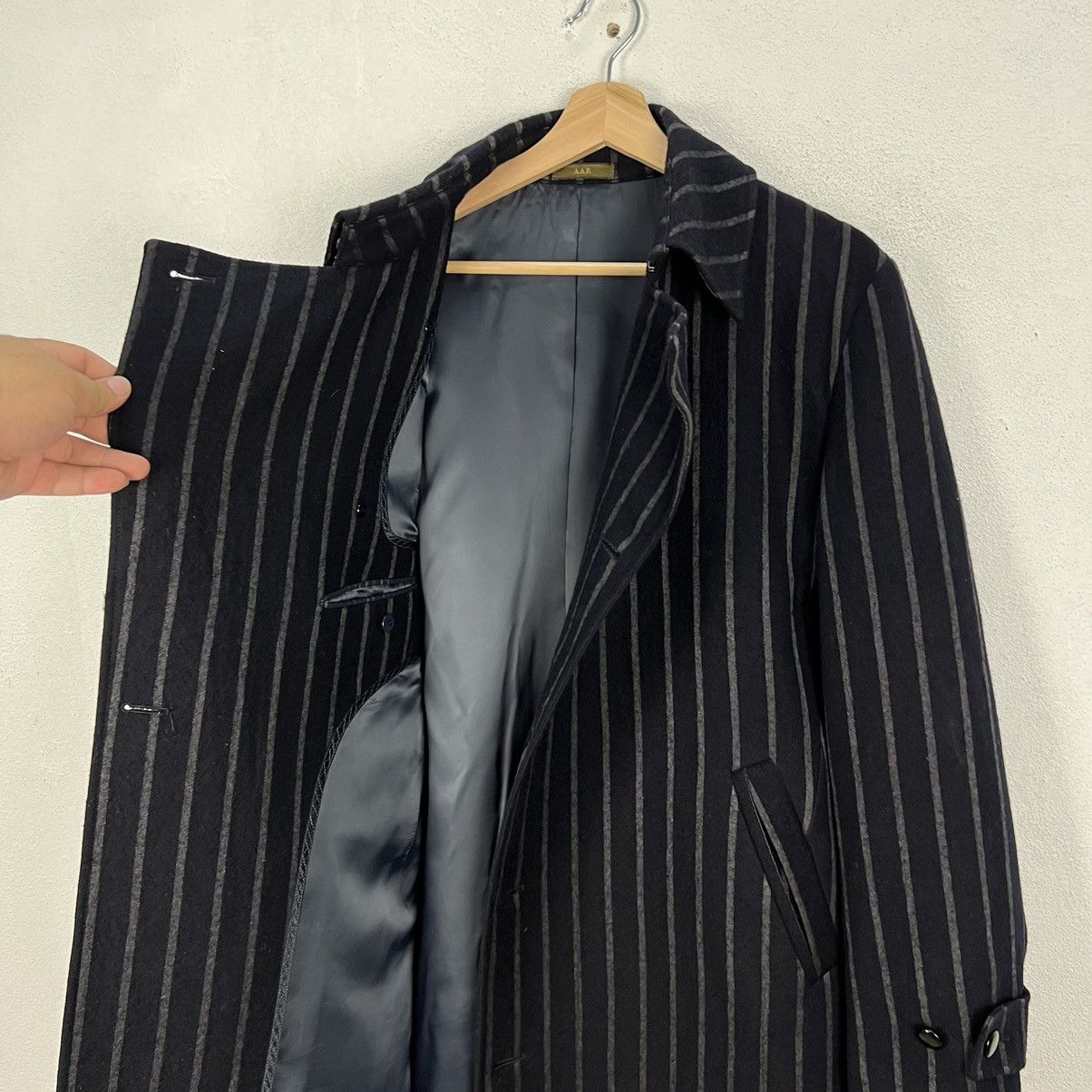 Yohji Yamamoto 🔥YOHJI YAMAMOTO AAR STRIPES DOWN OVERCOATS Size US L / EU 52-54 / 3 - 18 Thumbnail