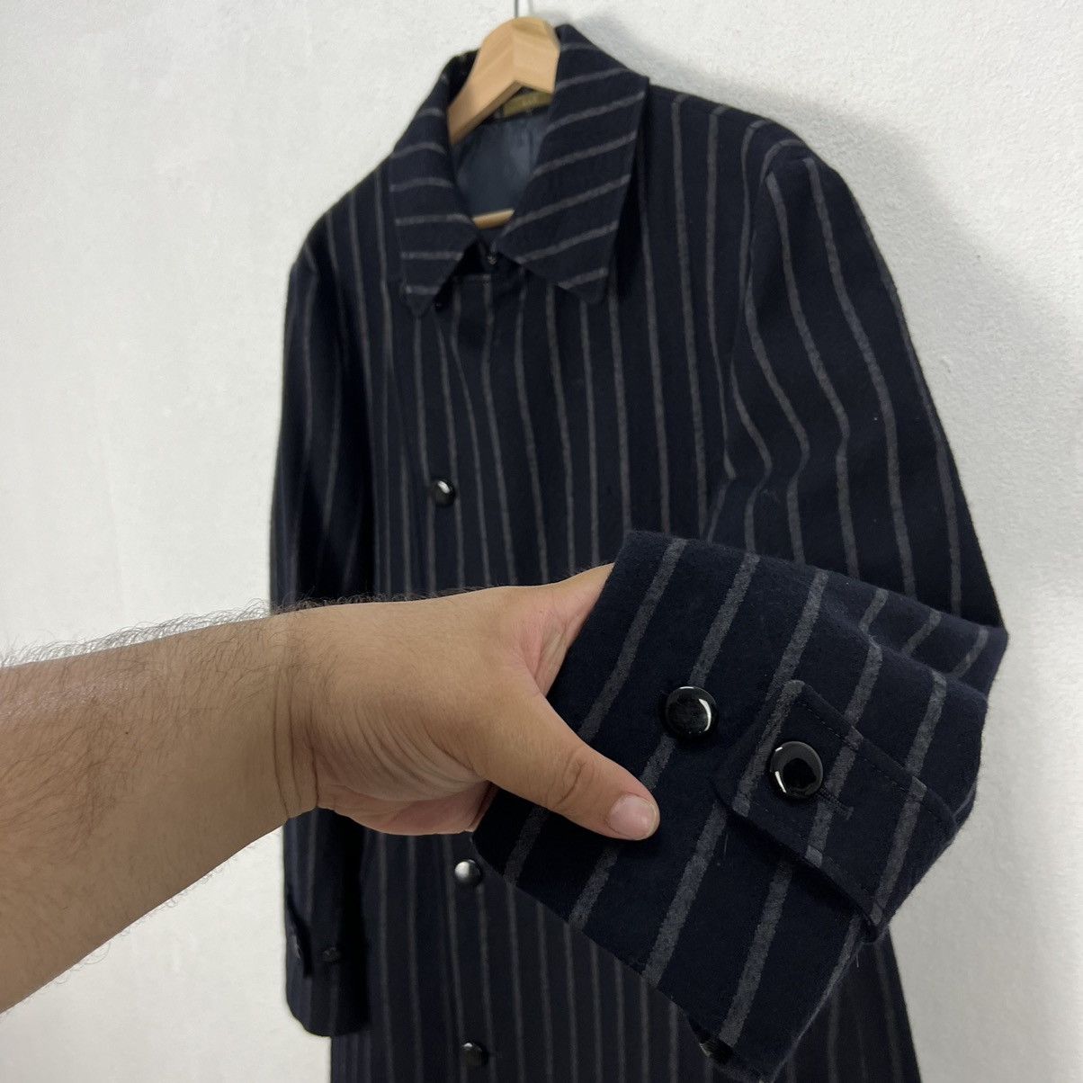 Yohji Yamamoto 🔥YOHJI YAMAMOTO AAR STRIPES DOWN OVERCOATS Size US L / EU 52-54 / 3 - 9 Thumbnail