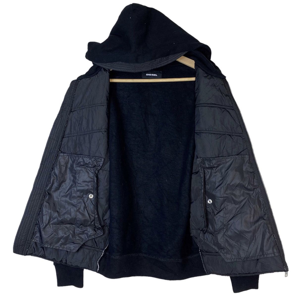 Diesel Rare DIESEL Quilted Nylon x Cotton Hooded Jacket Zipper Up Size US S / EU 44-46 / 1 - 6 Thumbnail