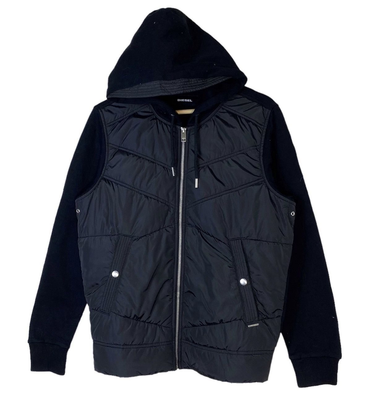 Diesel Rare DIESEL Quilted Nylon x Cotton Hooded Jacket Zipper Up Size US S / EU 44-46 / 1 - 1 Thumbnail