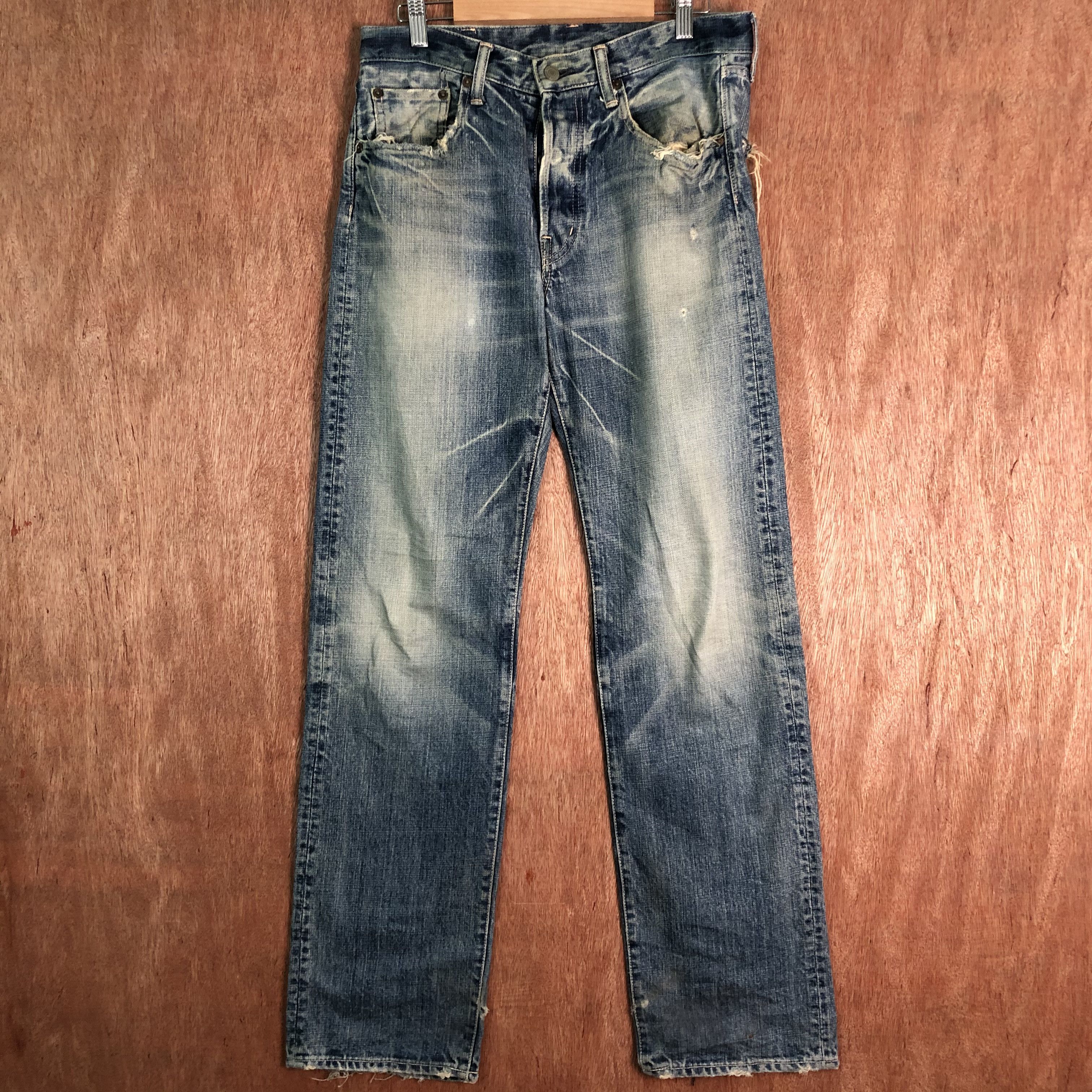 Japanese Brand vintage faded Japan Blue Denim Pants like cobain #c089DL Size US 30 / EU 46 - 1 Thumbnail