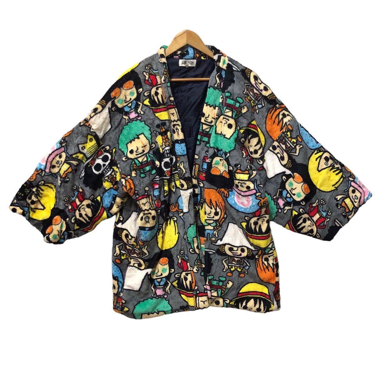 One piece fullprinted characters fleece kimono jacket