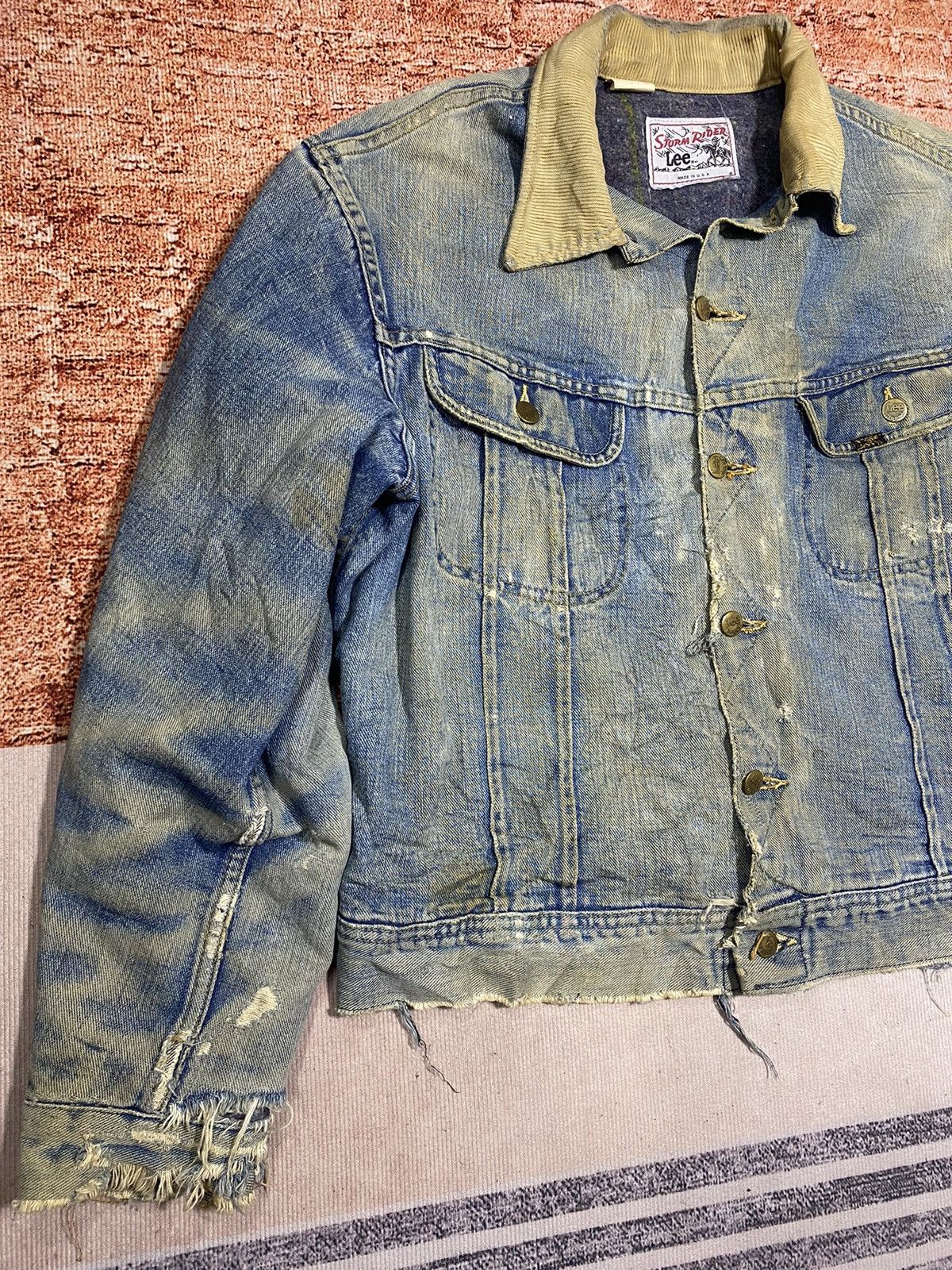 Lee (I) 1960s STORM RIDER LEE DENIM JACKET LINED FLEECE Size US L / EU 52-54 / 3 - 2 Thumbnail